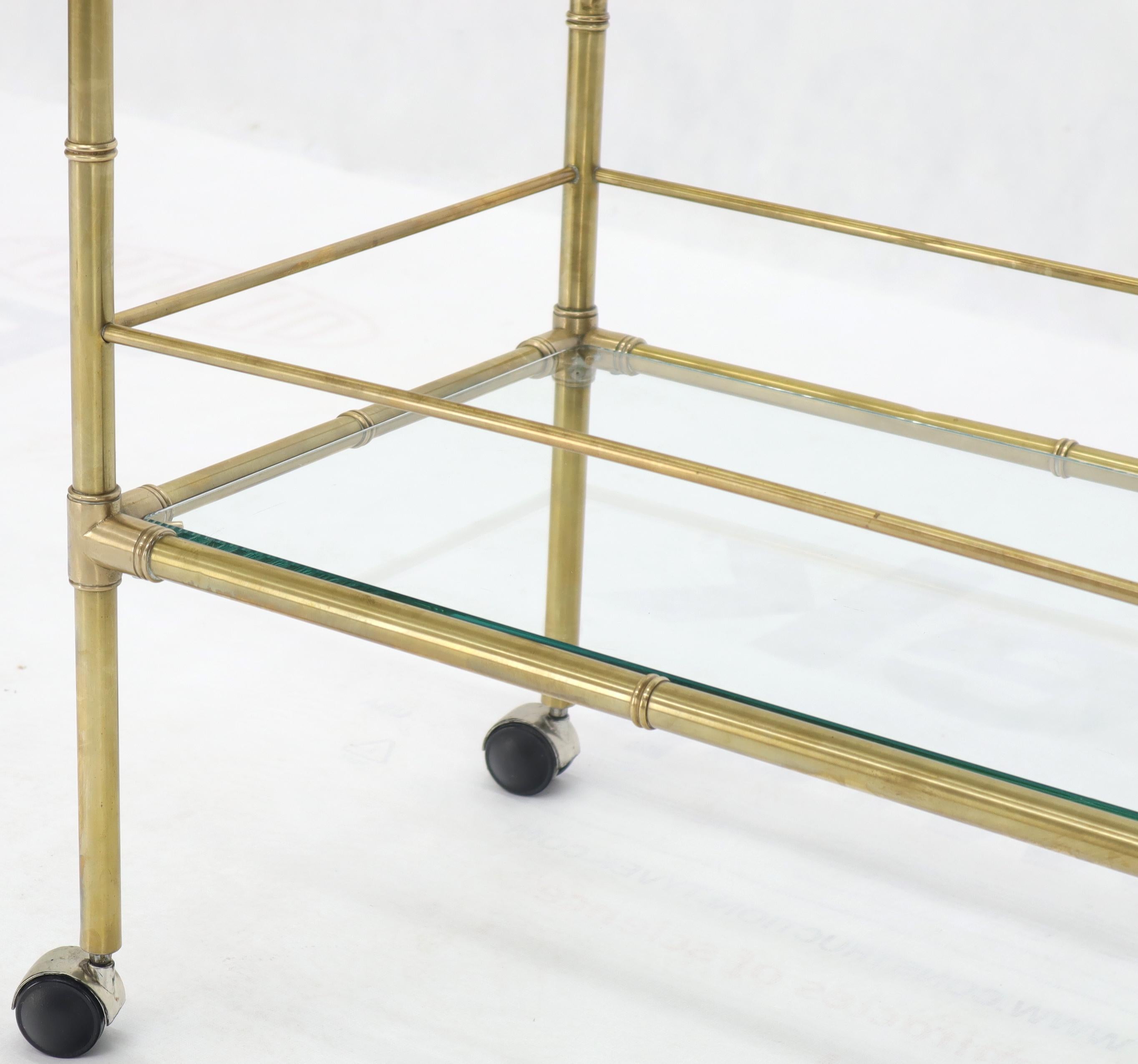 20ième siècle Solid Brass Faux Bamboo Rectangular Shape Two-Tier Serving Cart (Chariot de service à deux étages) en vente