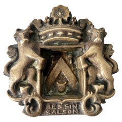 Used Solid Brass French Ash Tray with Coat of Arms