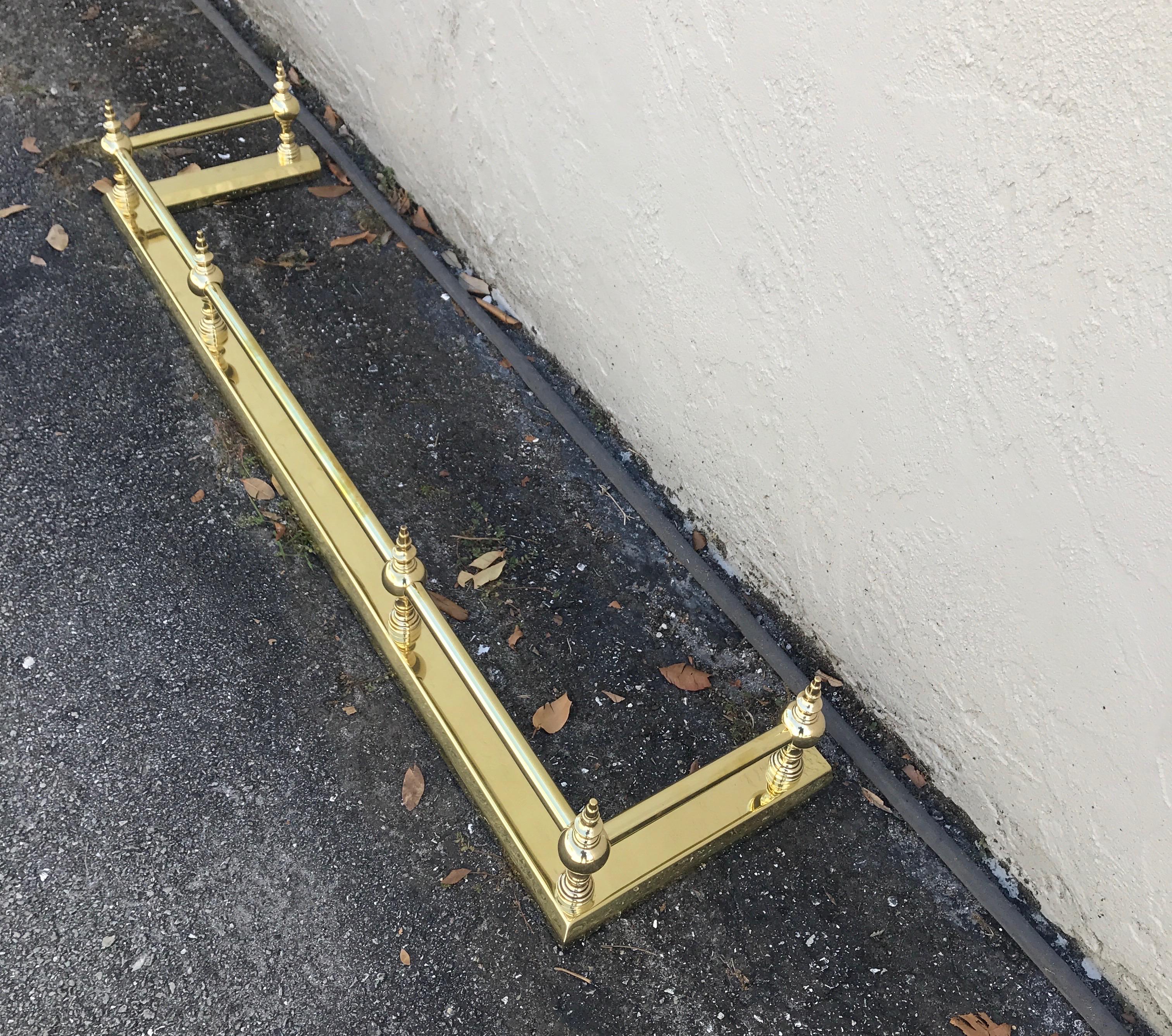 American Solid Brass Fireplace Fender For Sale