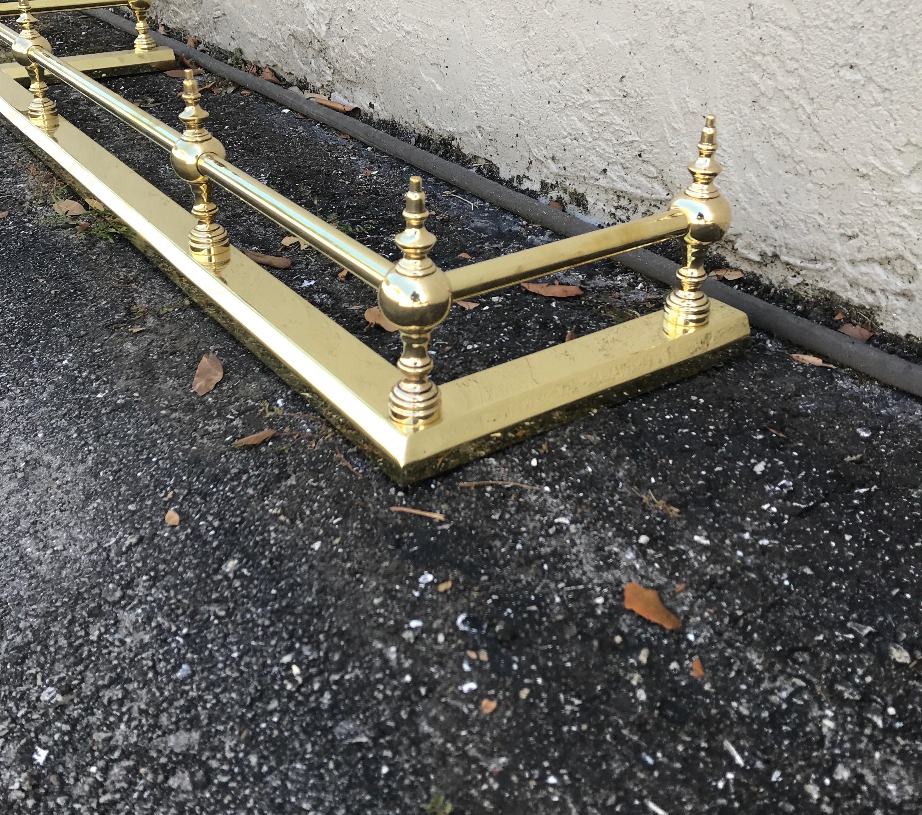20th Century Solid Brass Fireplace Fender For Sale