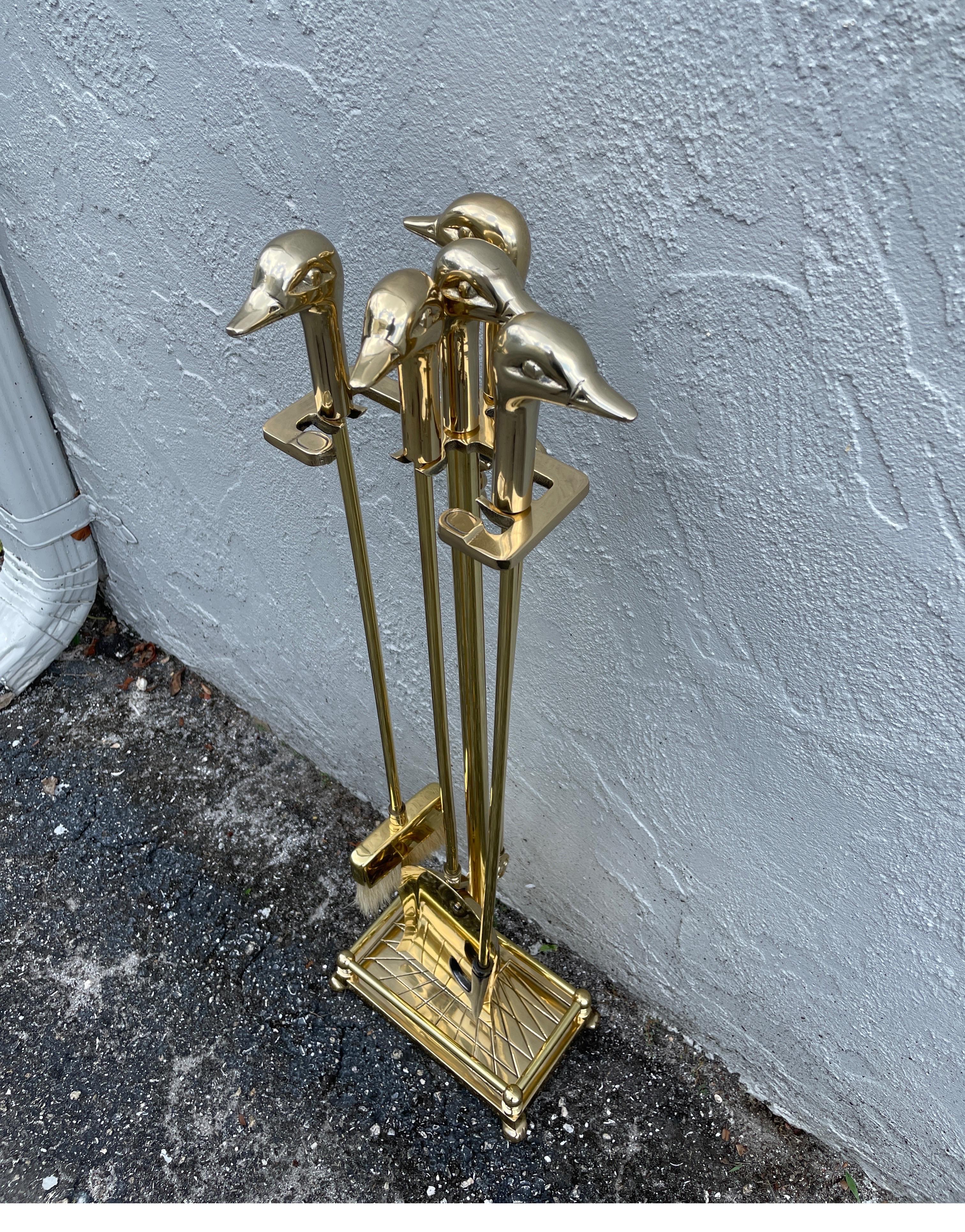 Vintage set of duck head fireplace tools. Set consists of stand & four pieces.
Very nice substantial set.