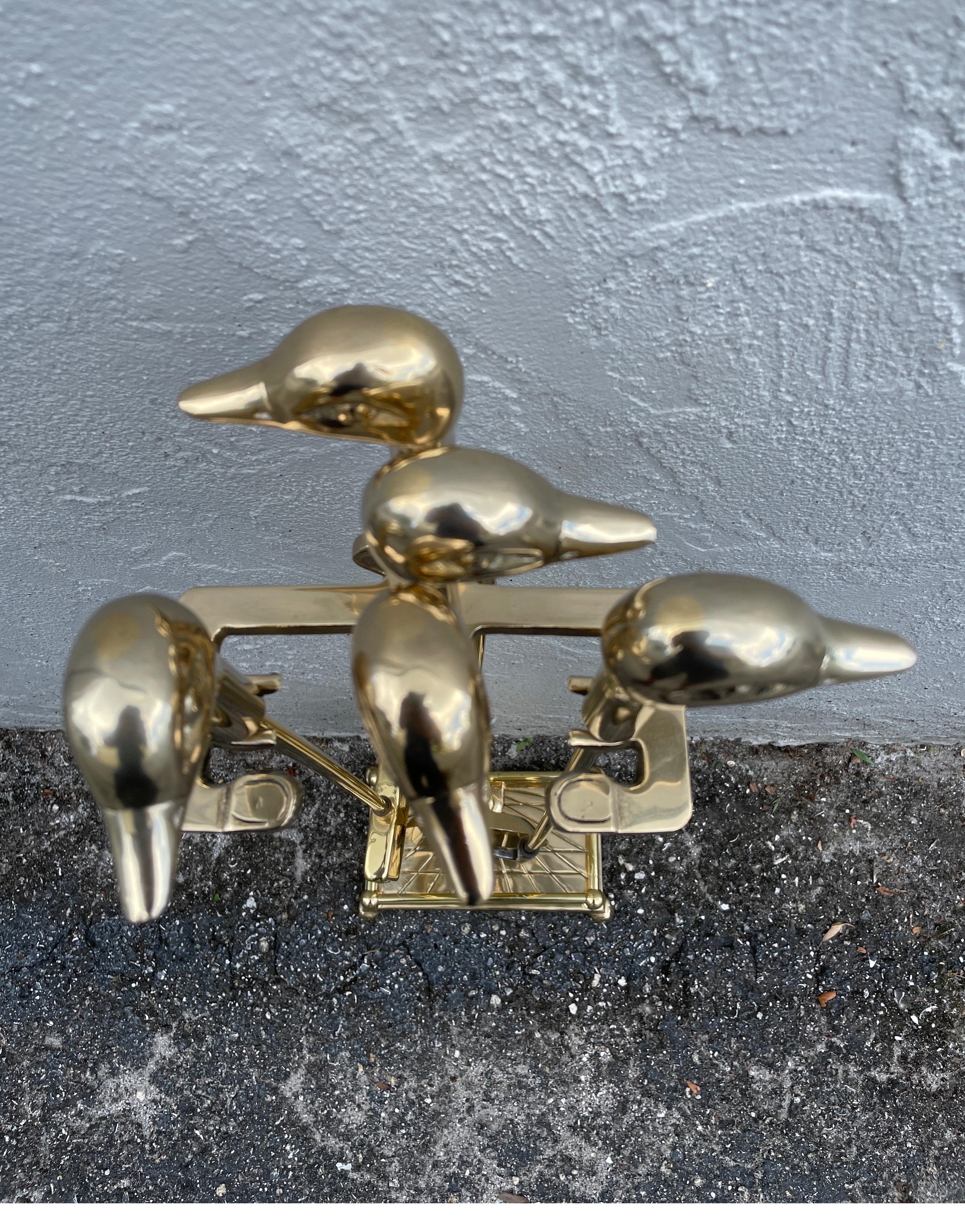 20th Century Solid Brass Fireplace Tools with Duck Heads For Sale