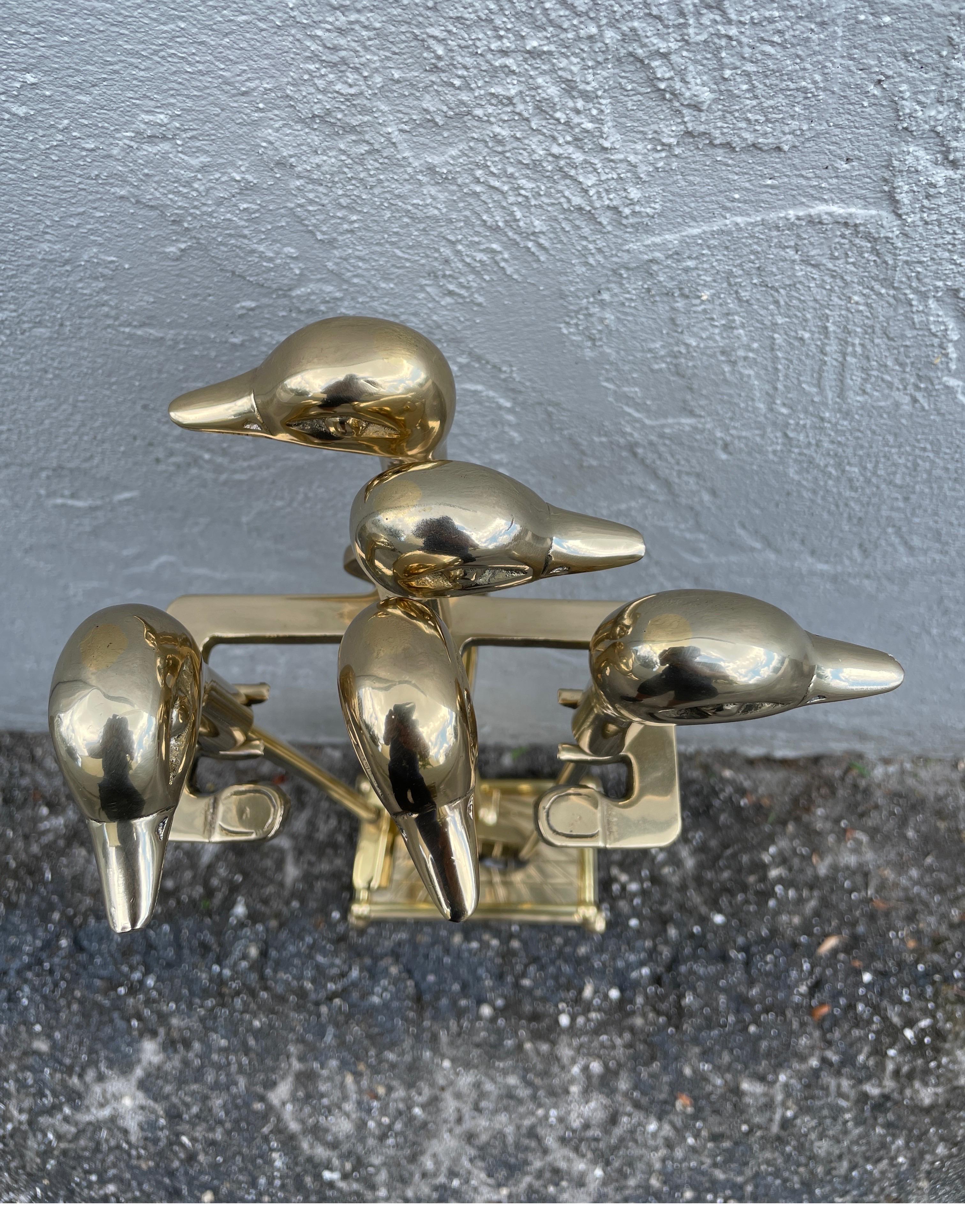 Solid Brass Fireplace Tools with Duck Heads For Sale 1