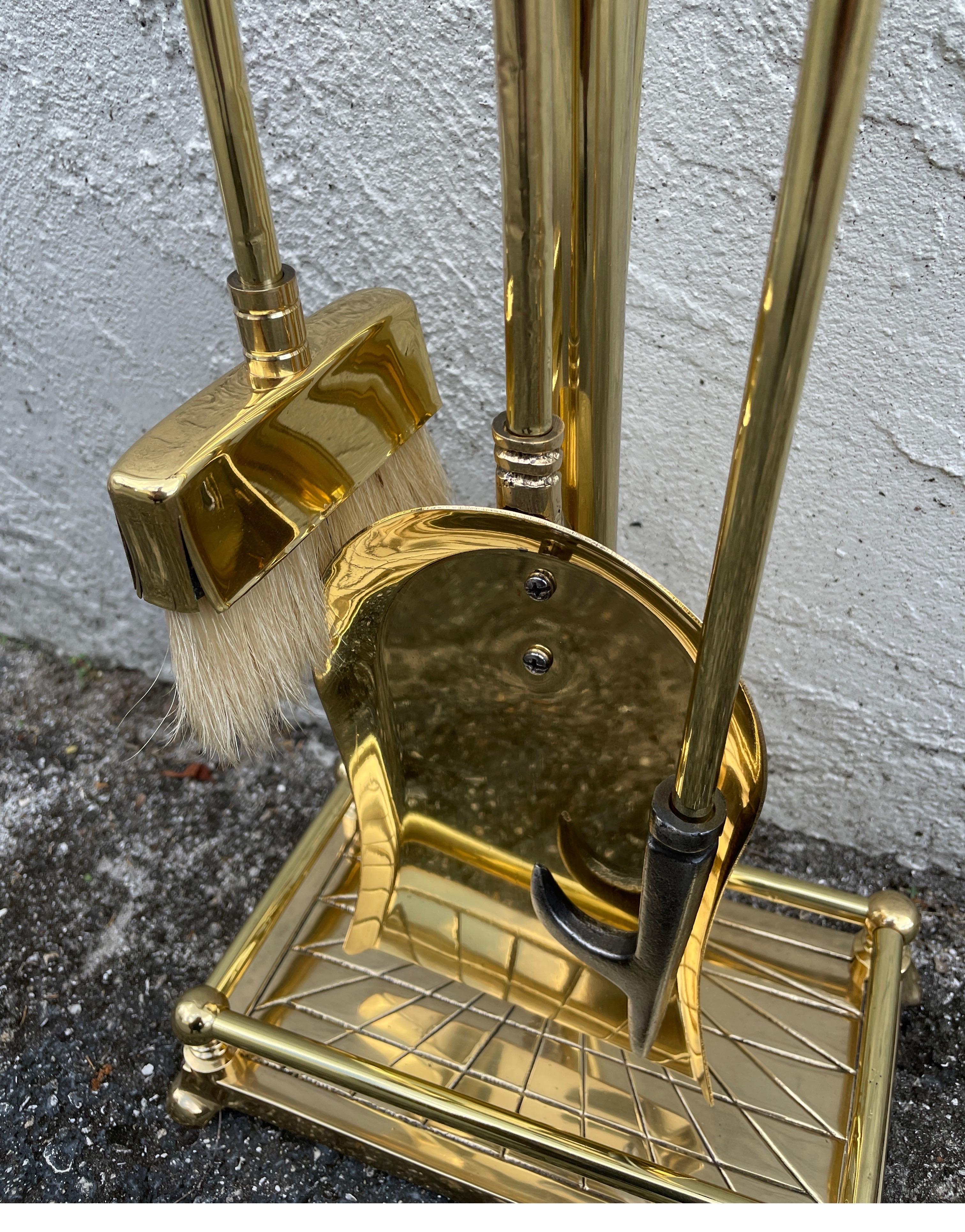 Solid Brass Fireplace Tools with Duck Heads For Sale 3