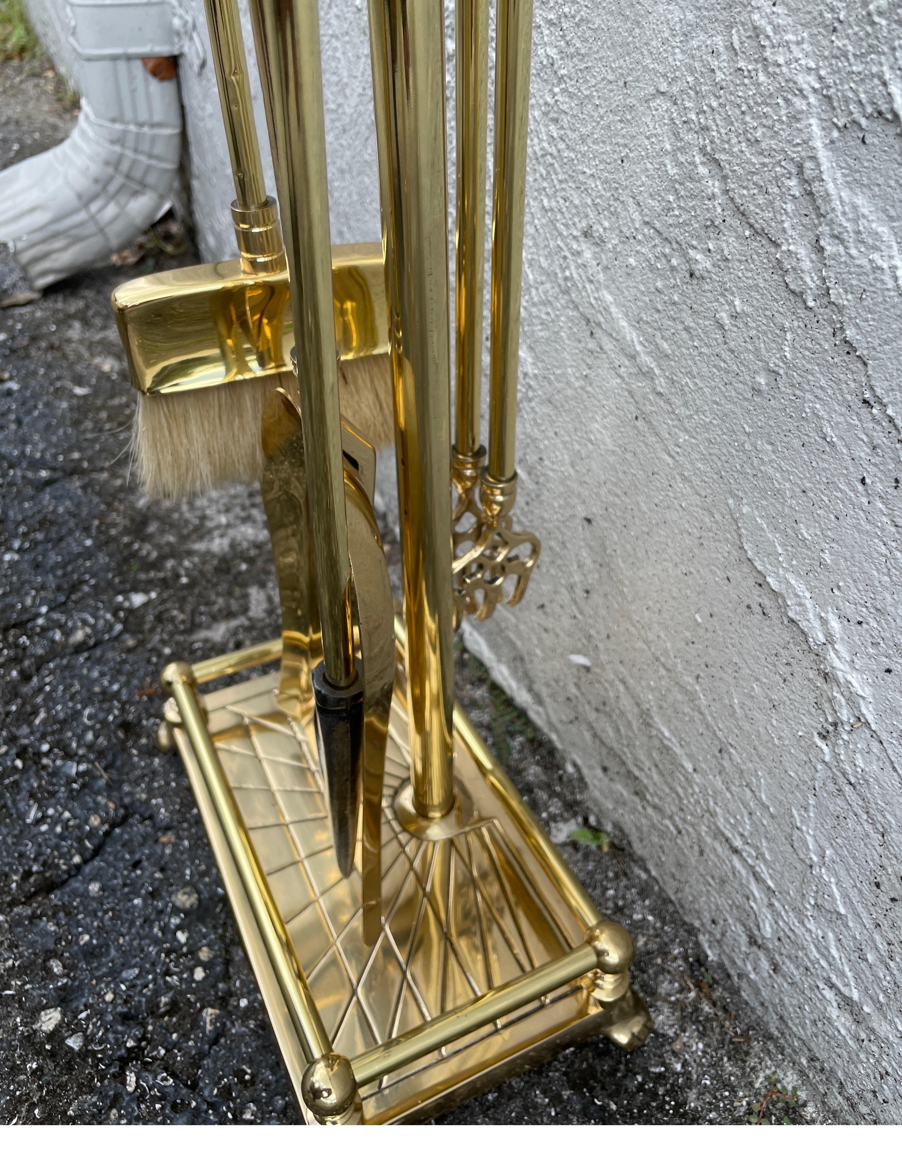 Solid Brass Fireplace Tools with Duck Heads For Sale 4