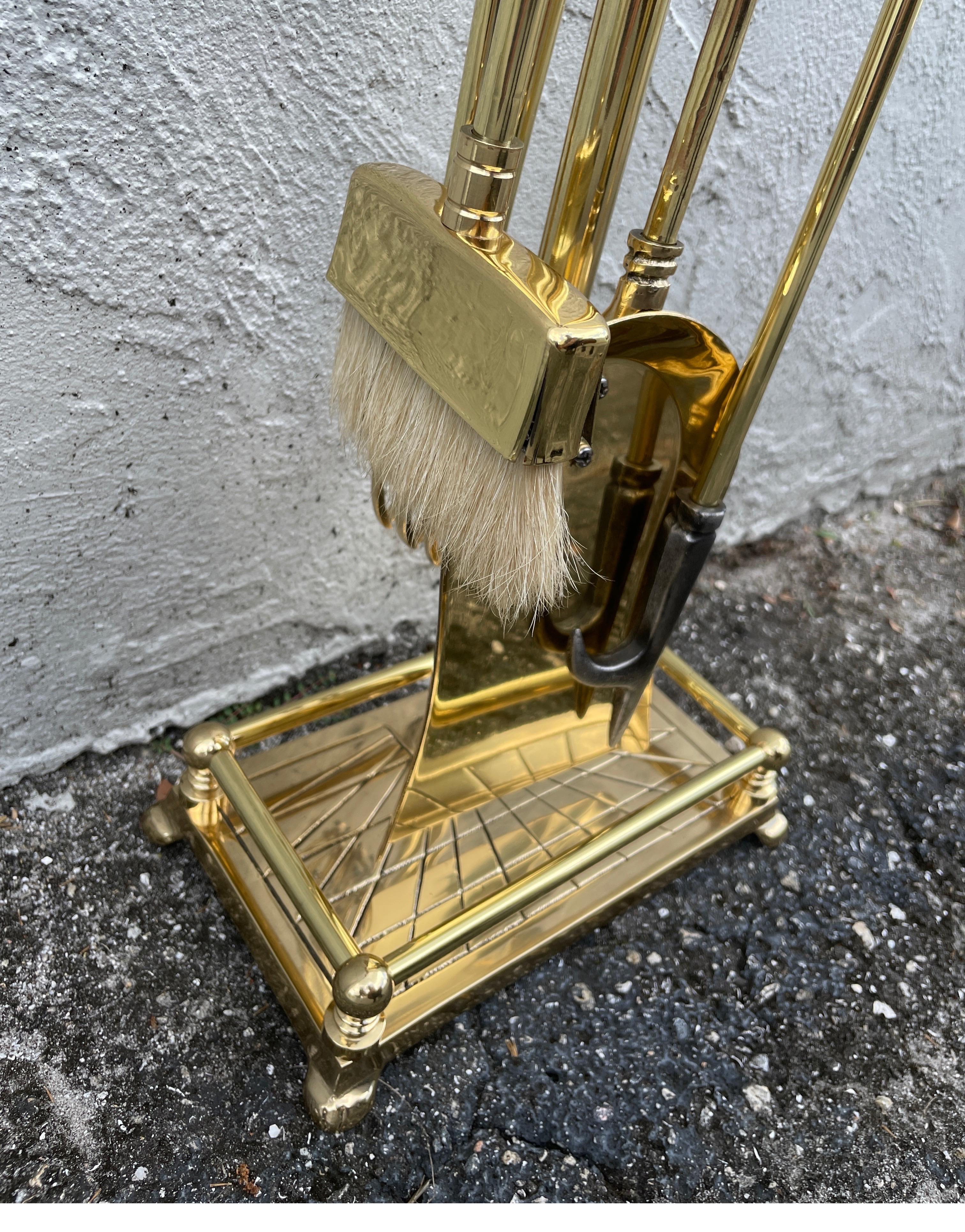 Solid Brass Fireplace Tools with Duck Heads For Sale 5