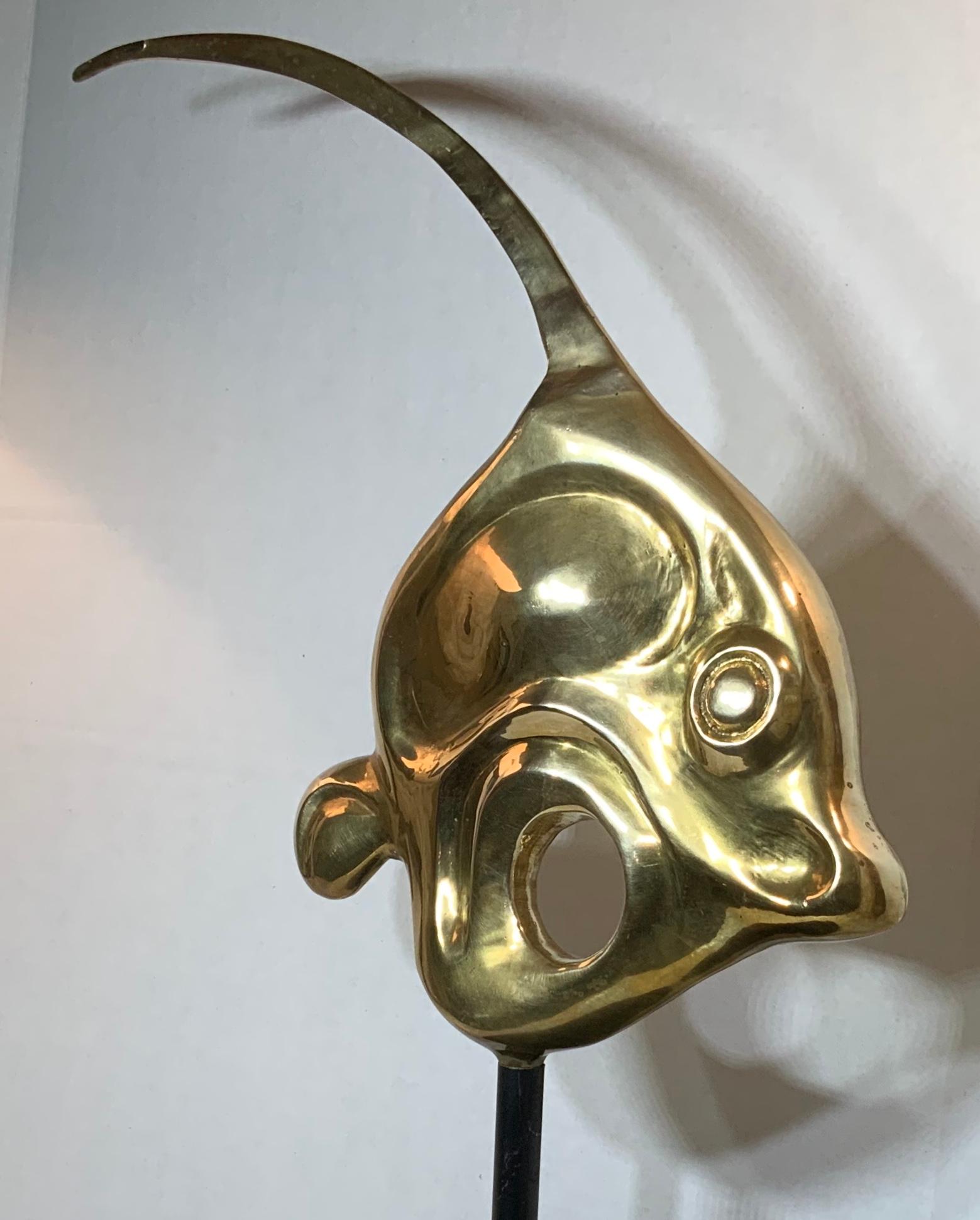 Italian Solid Brass Fish Sculpture