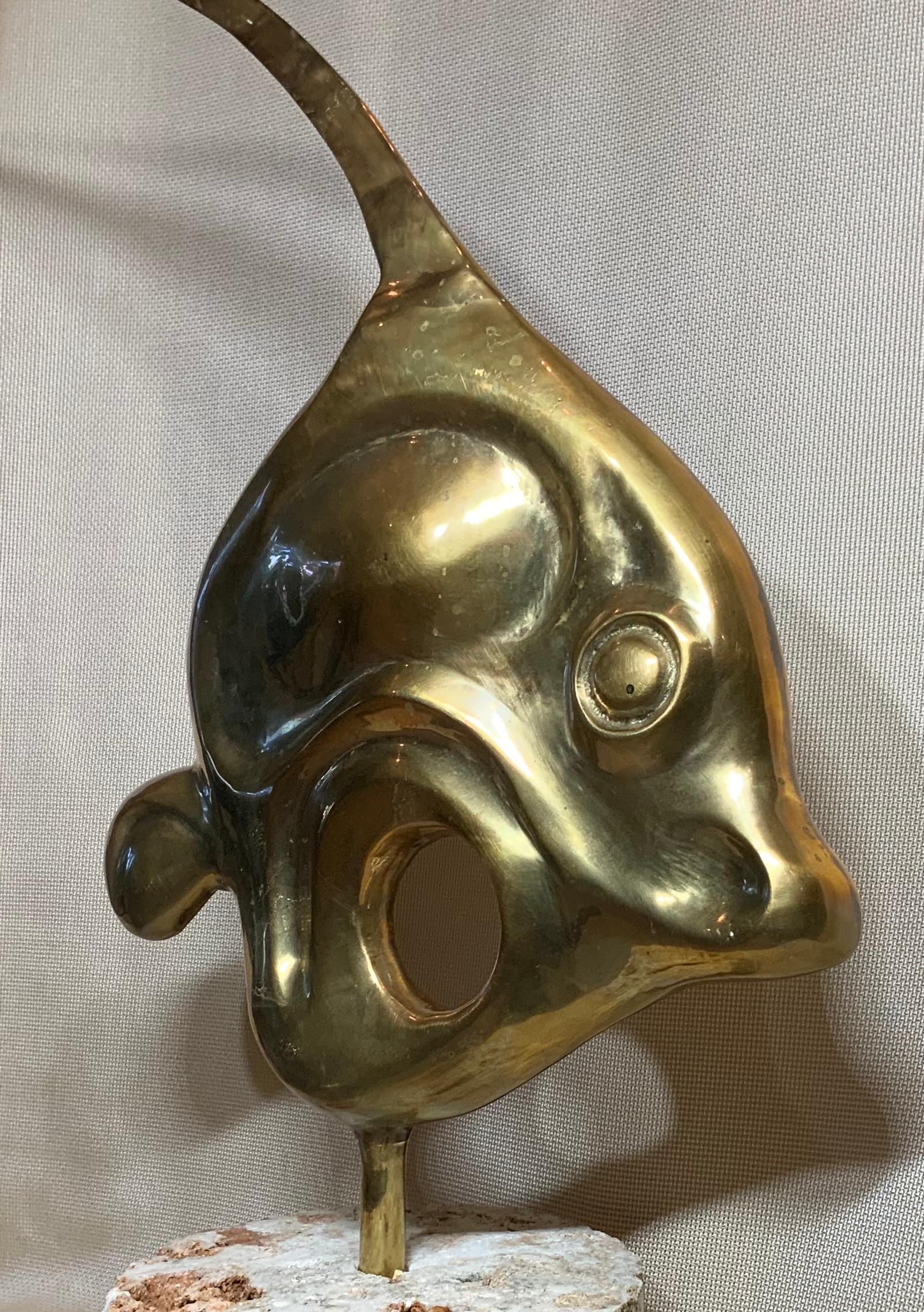 Solid Brass Fish Sculpture For Sale 1