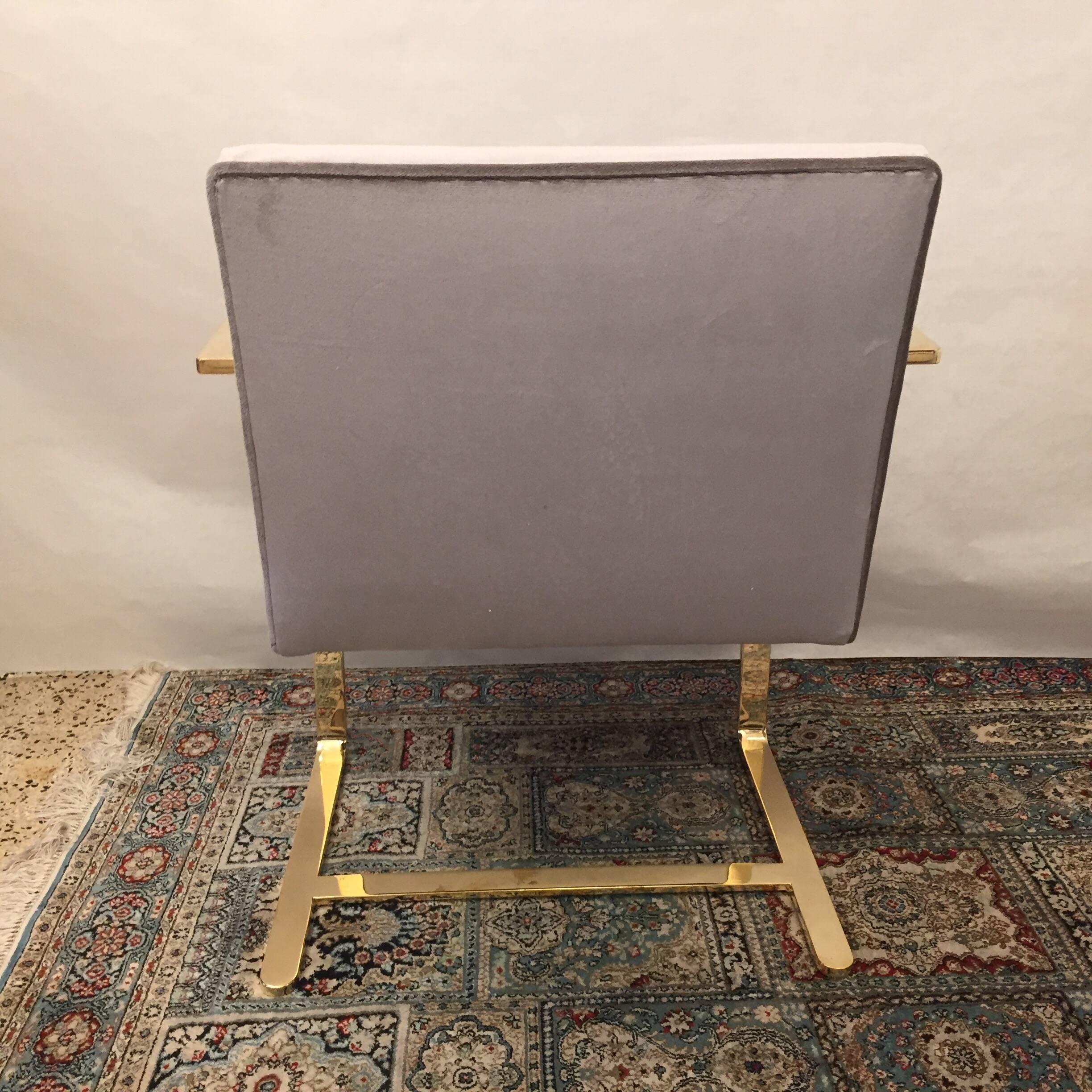 Late 20th Century Solid Brass Flat Bar Mies van der Rohe for Knoll Chair
