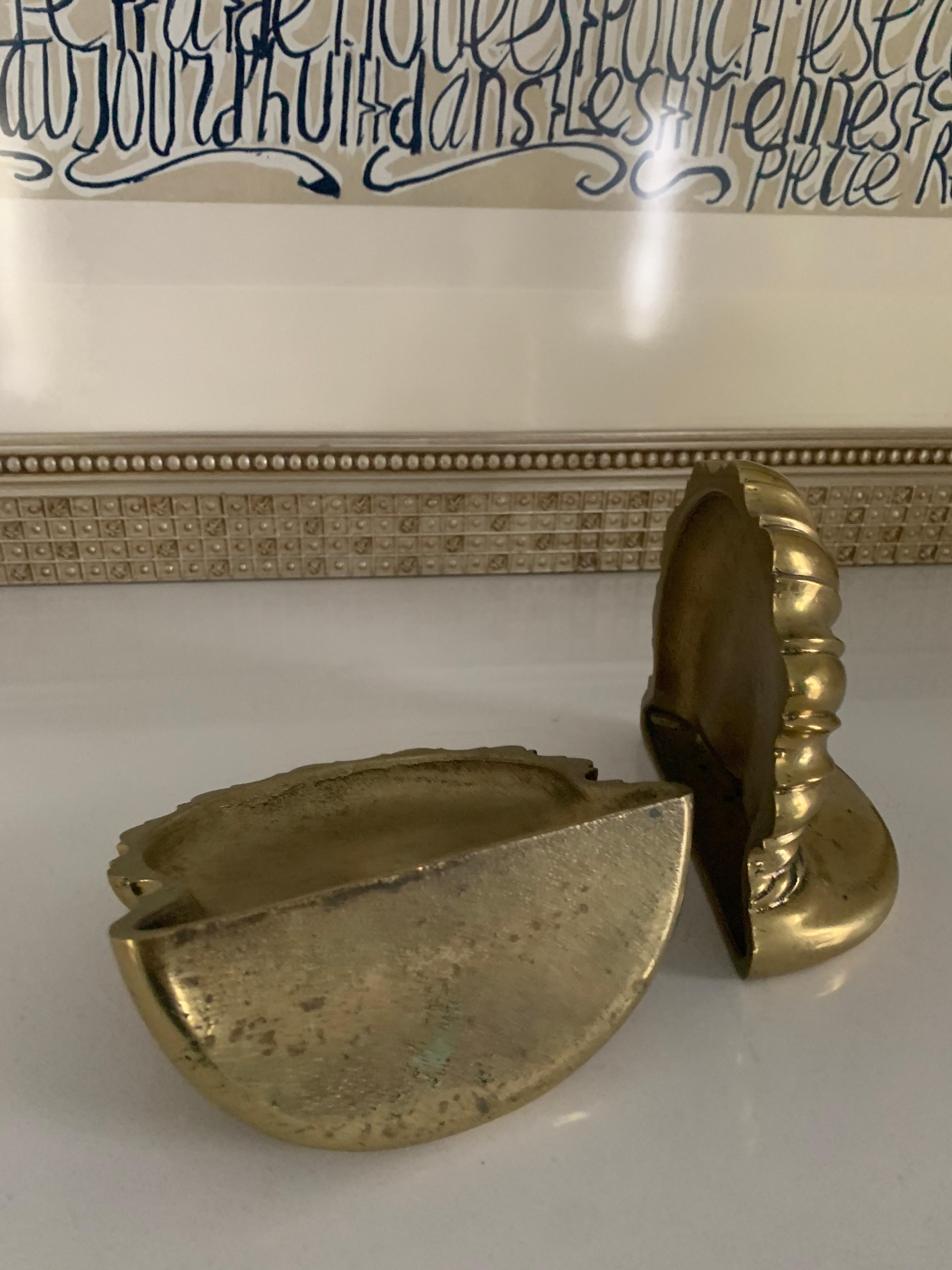 Aesthetic Movement Solid Polished Brass Flower Pod Bookends For Sale