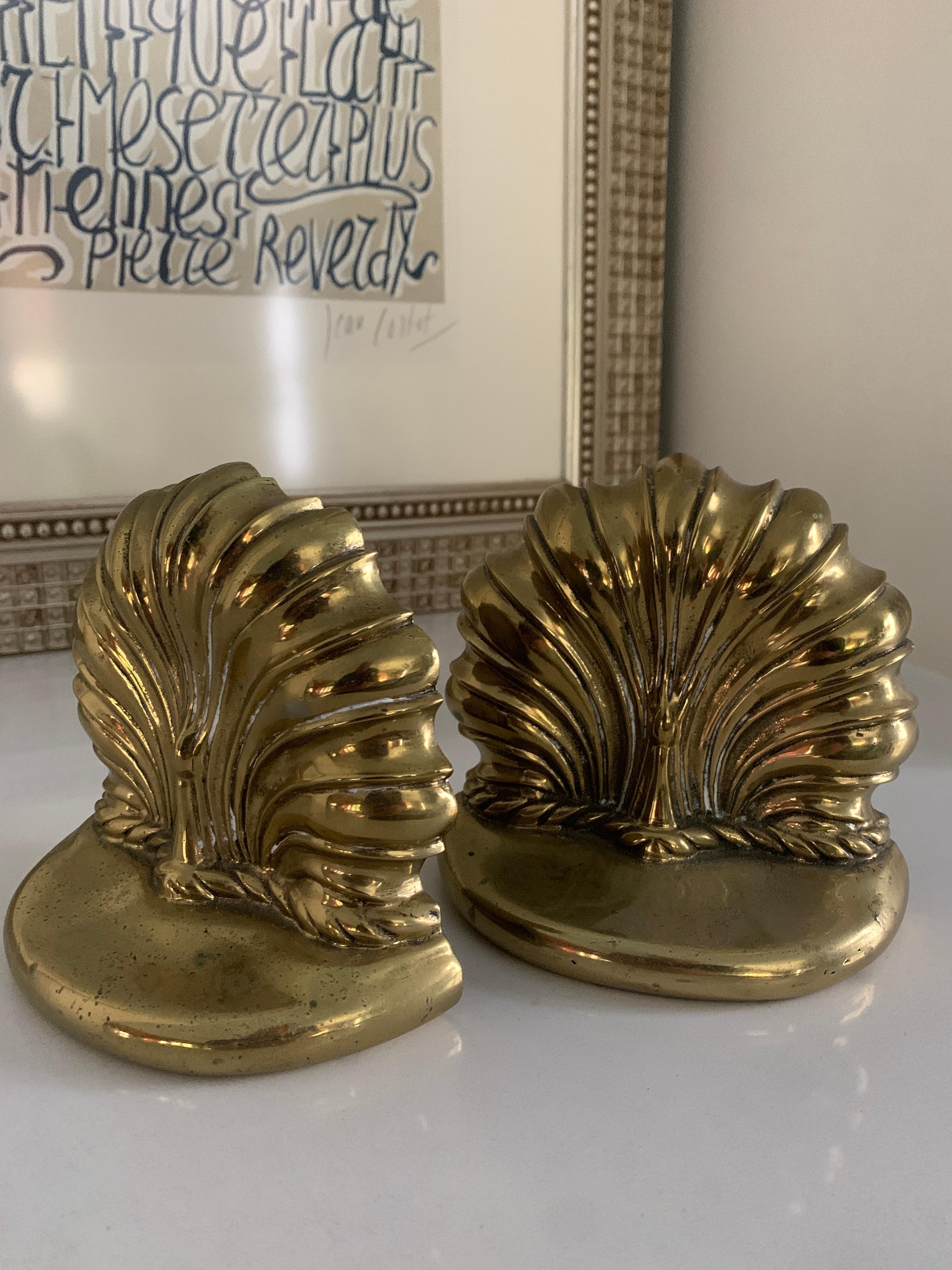 Solid Polished Brass Flower Pod Bookends For Sale 2