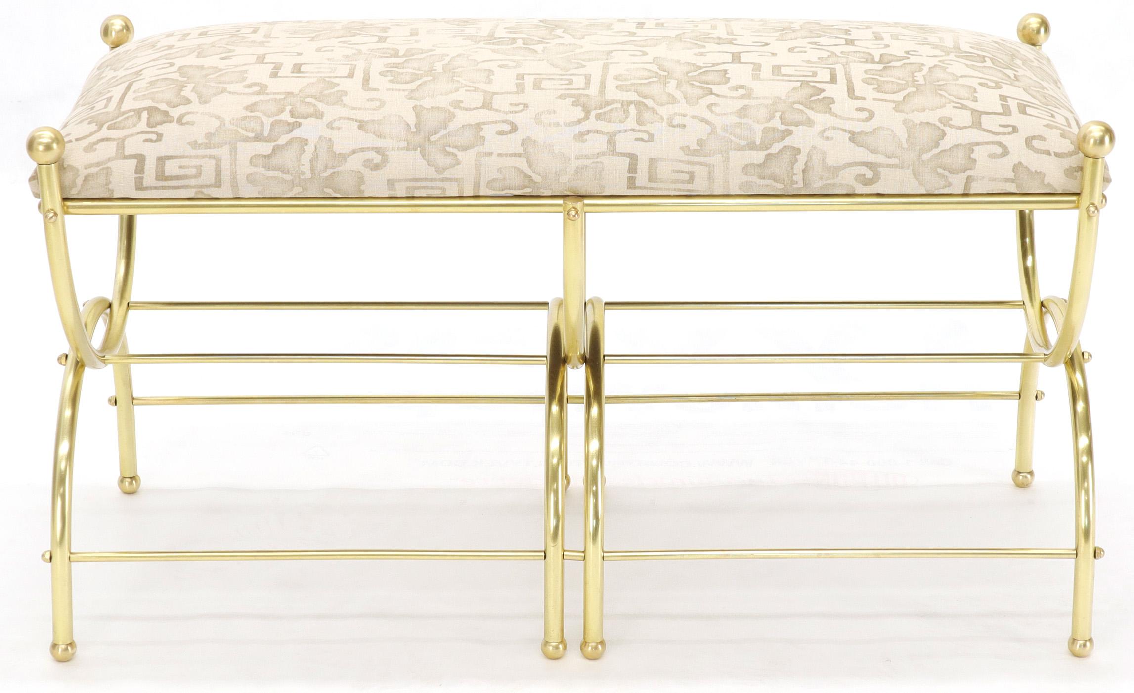 Solid Brass Frame Midcentury Window Bench New Upholstery For Sale 4