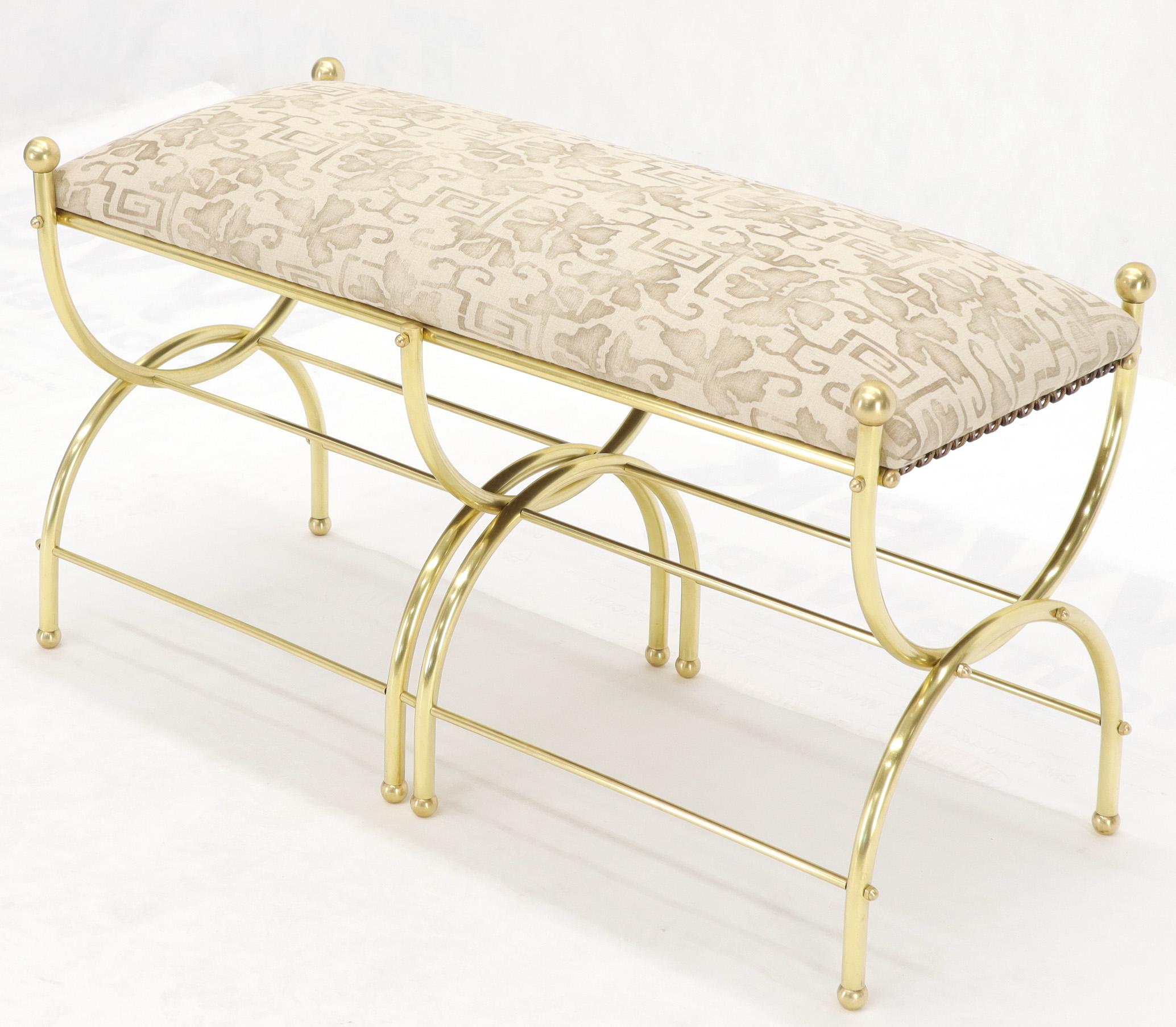 Solid Brass Frame Midcentury Window Bench New Upholstery For Sale 5