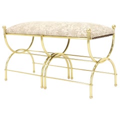 Solid Brass Frame Midcentury Window Bench New Upholstery