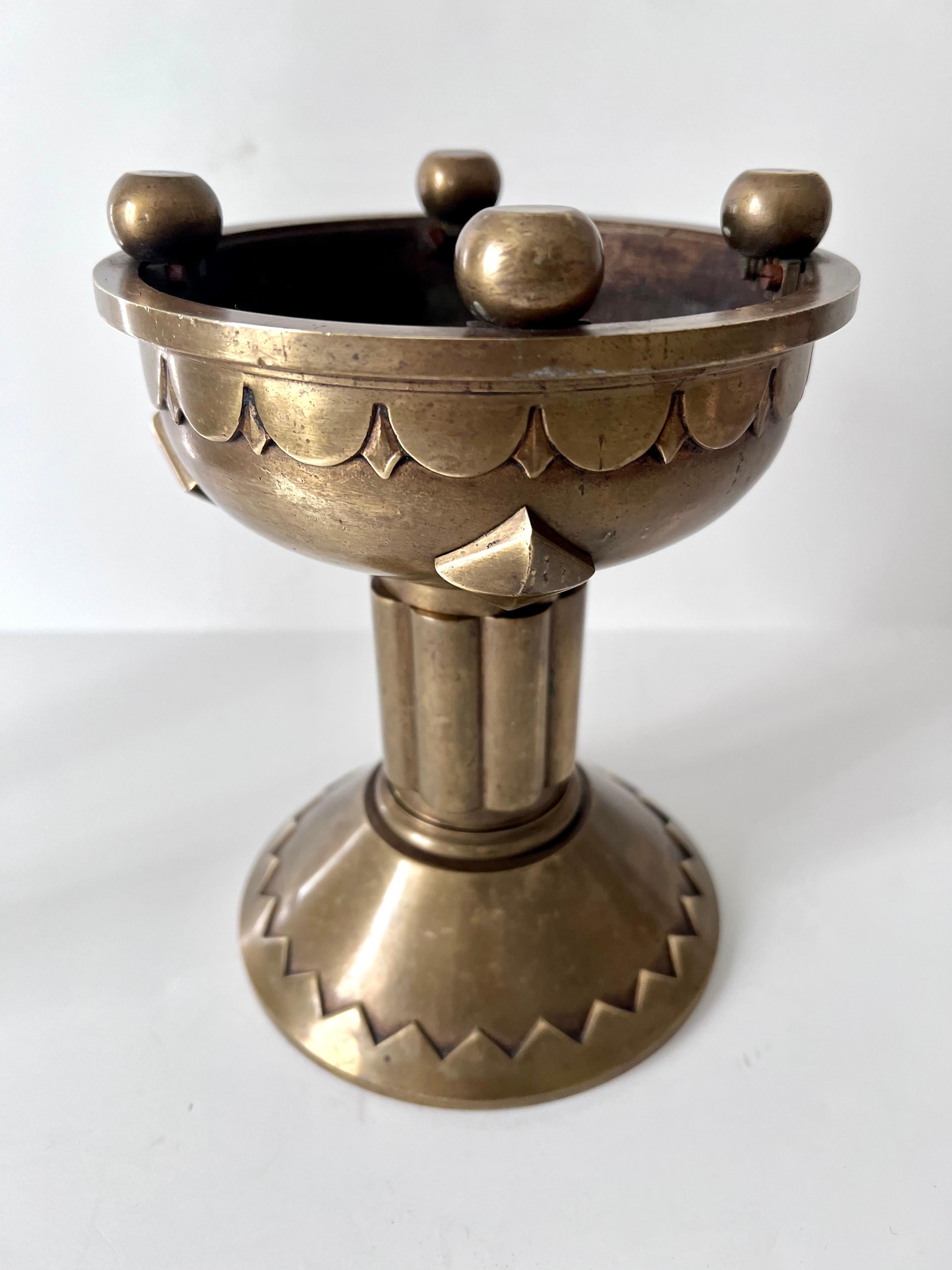 Acquired in Paris France, an architectural element that is solid brass. The piece is very detailed and architectural. A wonderful paperweight or decorative object standing alone... also could hold office supplies, or fruits, and would be a terrific