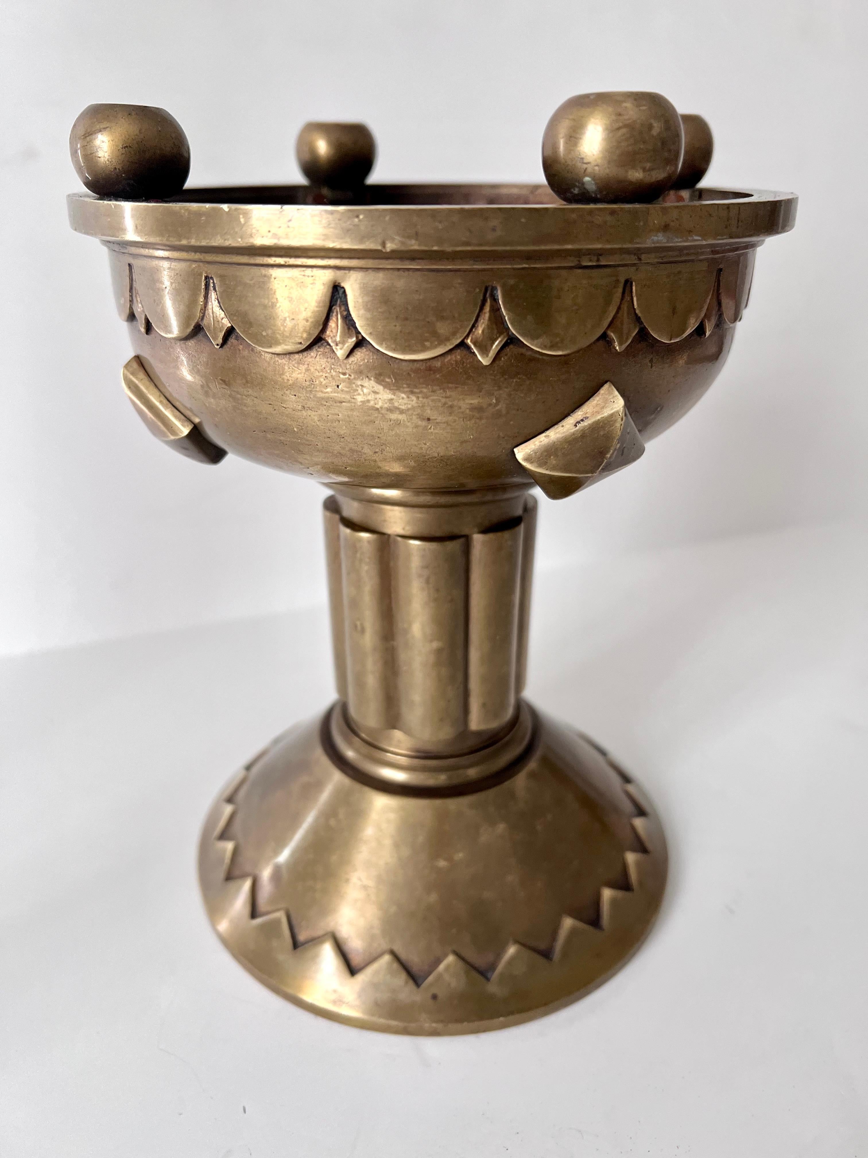 Patinated Solid Brass French Architectural Element or Planter Jardinières For Sale