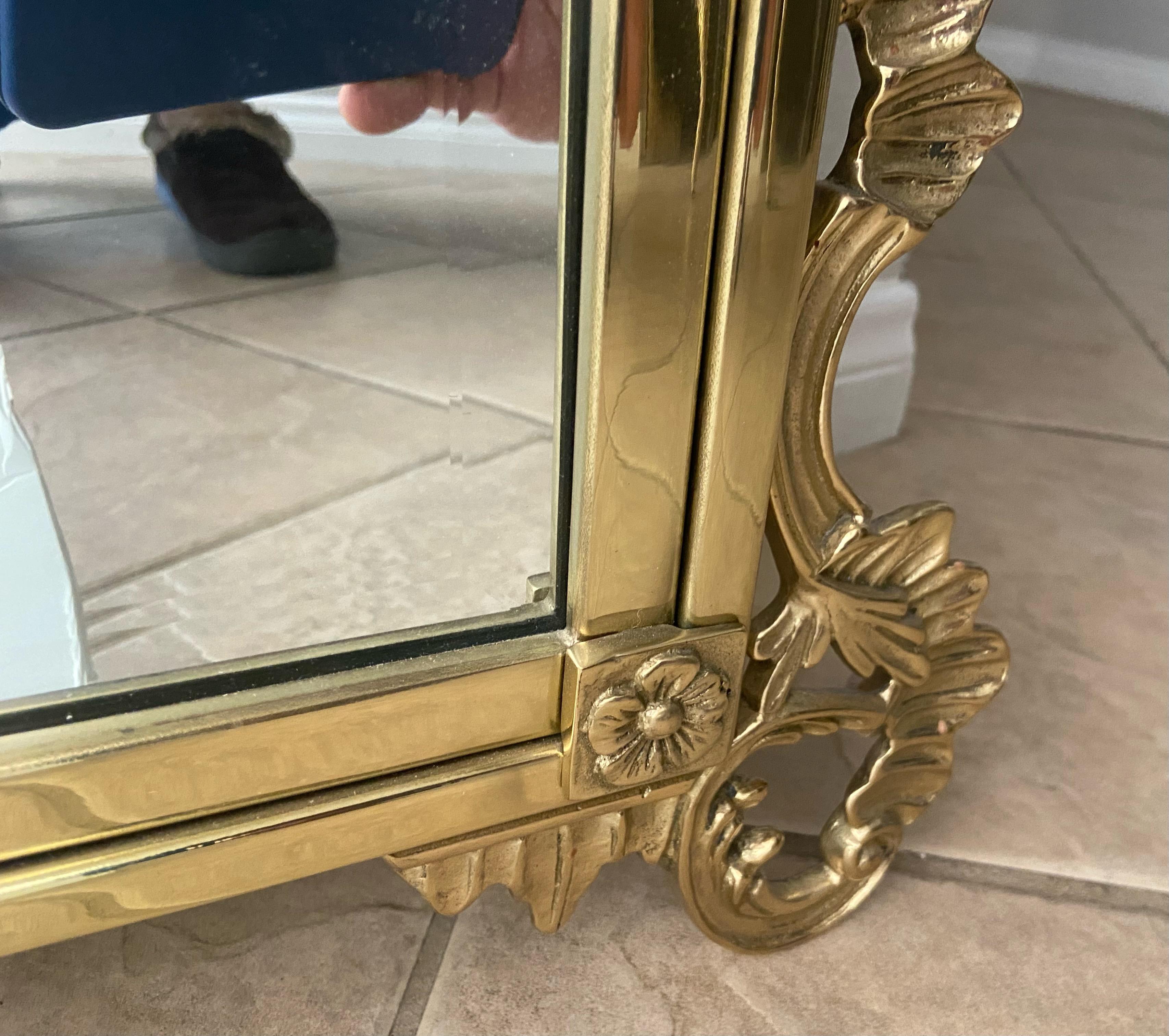 Solid Brass French Rococo Wall Mirror For Sale 6