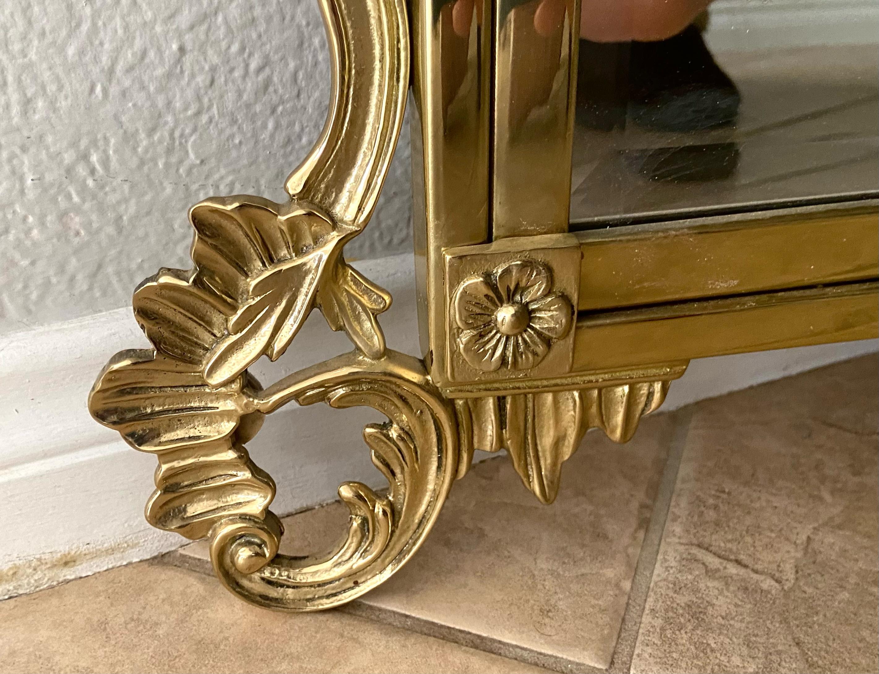 Solid Brass French Rococo Wall Mirror For Sale 7