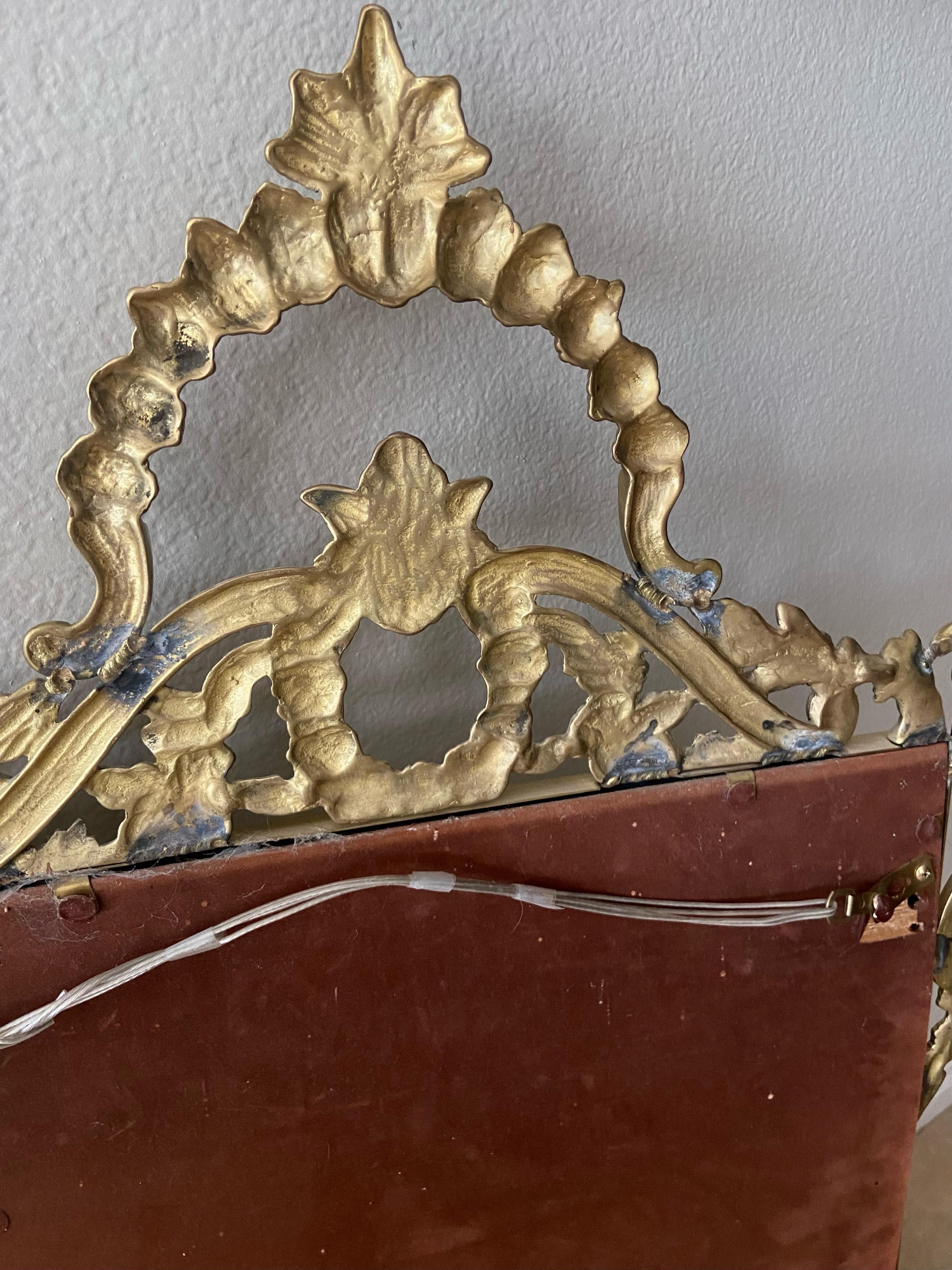 Solid Brass French Rococo Wall Mirror For Sale 10