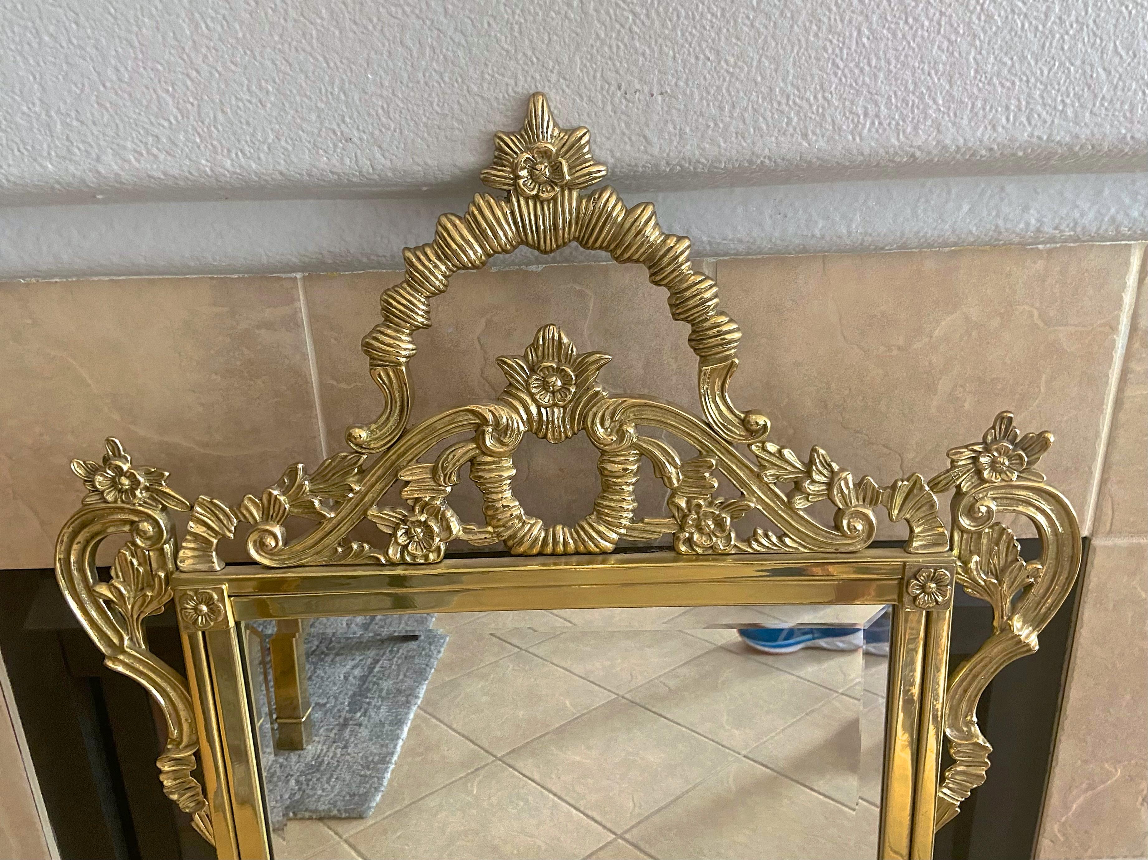 Solid Brass French Rococo Wall Mirror For Sale 2