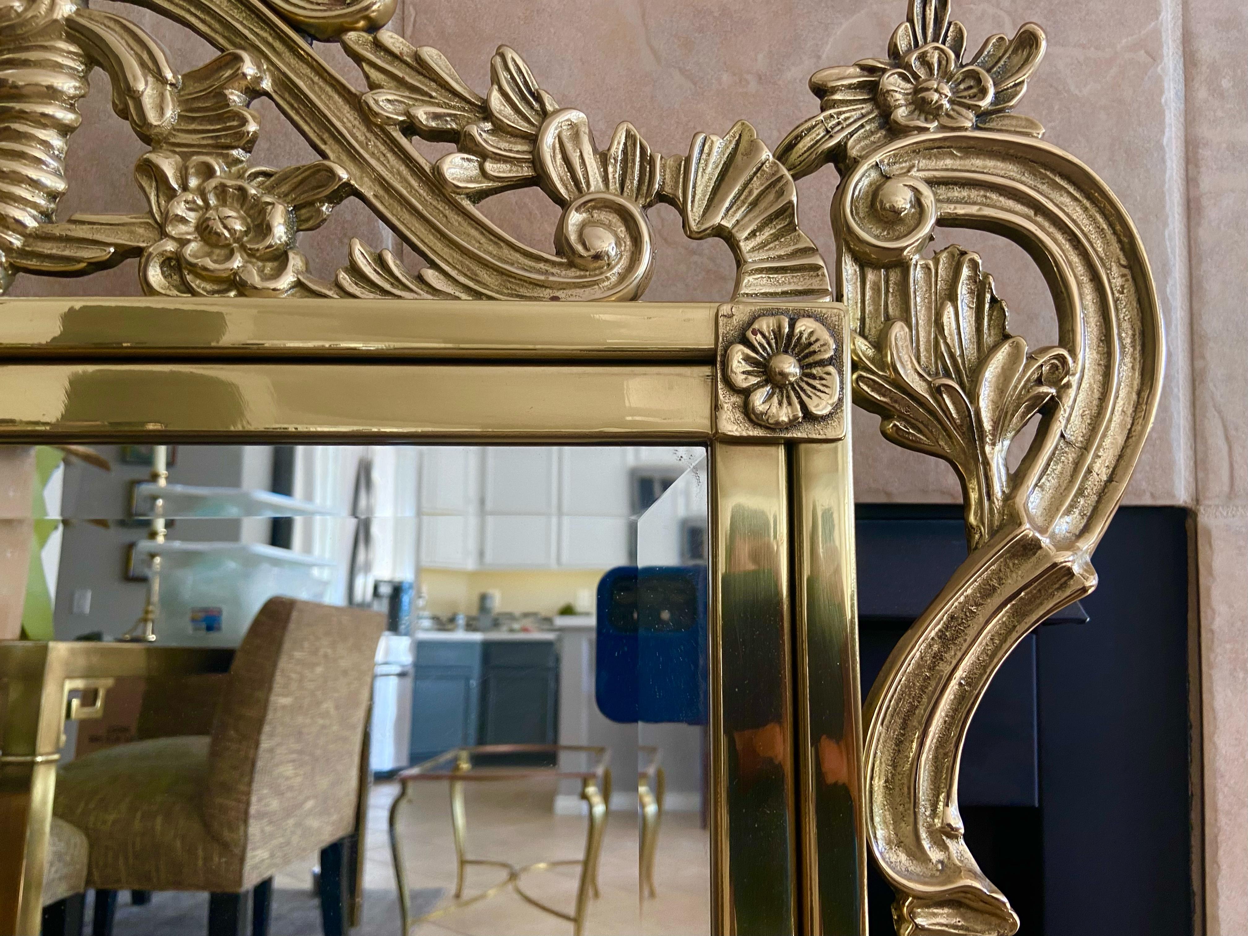 Solid Brass French Rococo Wall Mirror For Sale 3