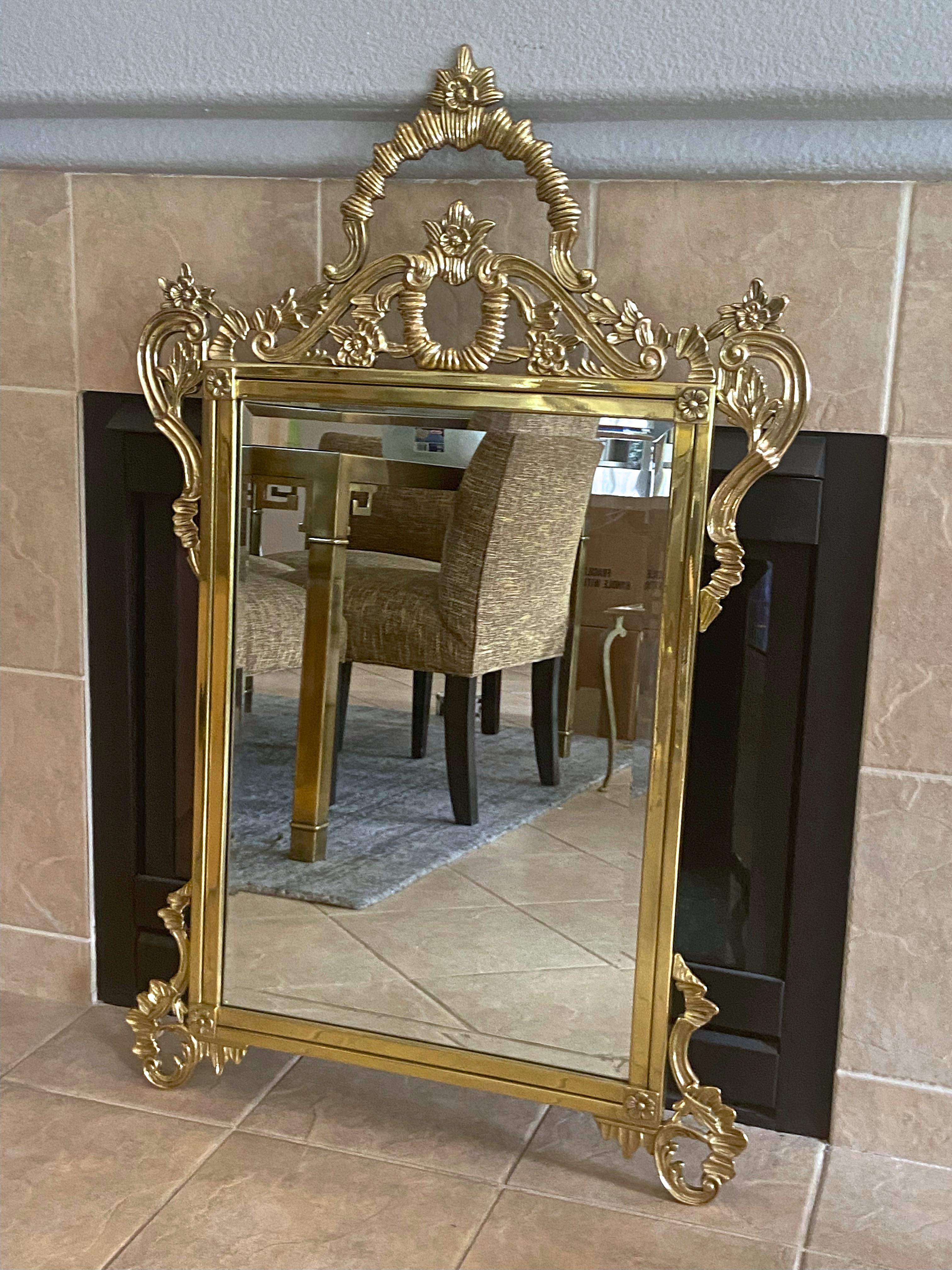 Solid Brass French Rococo Wall Mirror For Sale 4