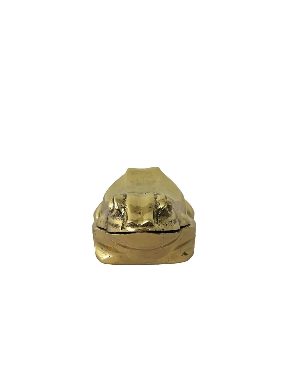 20th Century Solid Brass Frog Lidded Box