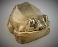 Solid Brass Frog Trinket Box
