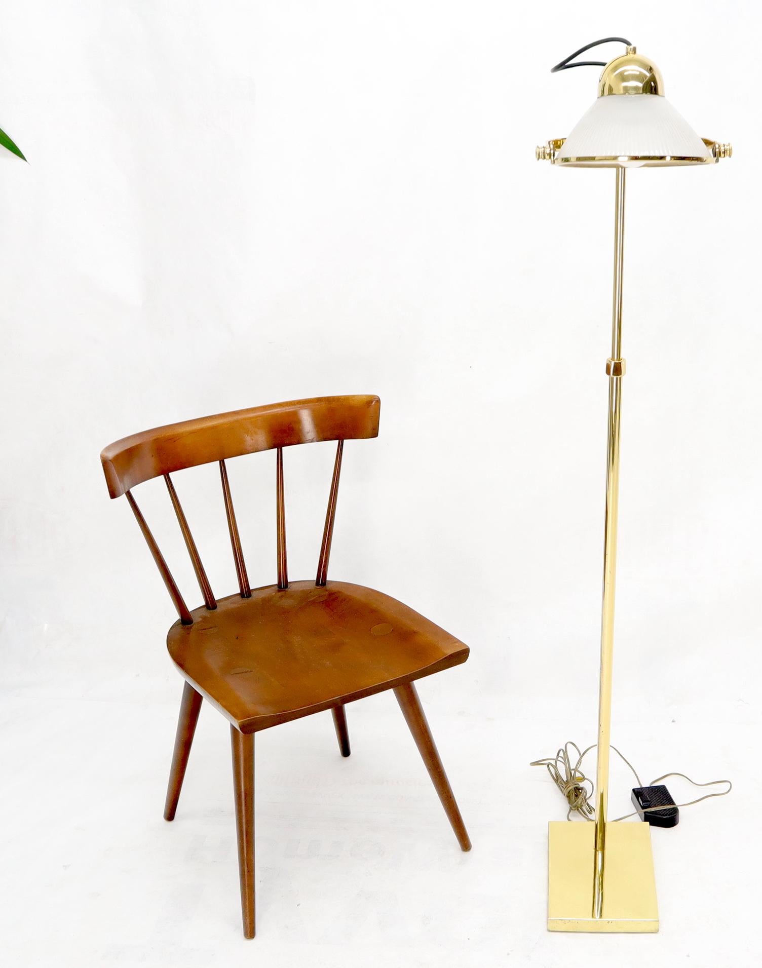 Mid-Century Modern fully articulated solid brass Stand adjustable height floor reading lamp with floor dimmer.