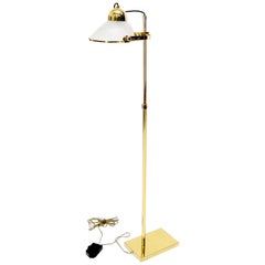 Solid Brass Fully Articulated Glass Scallop Shape Adjustable Height Floor Lamp