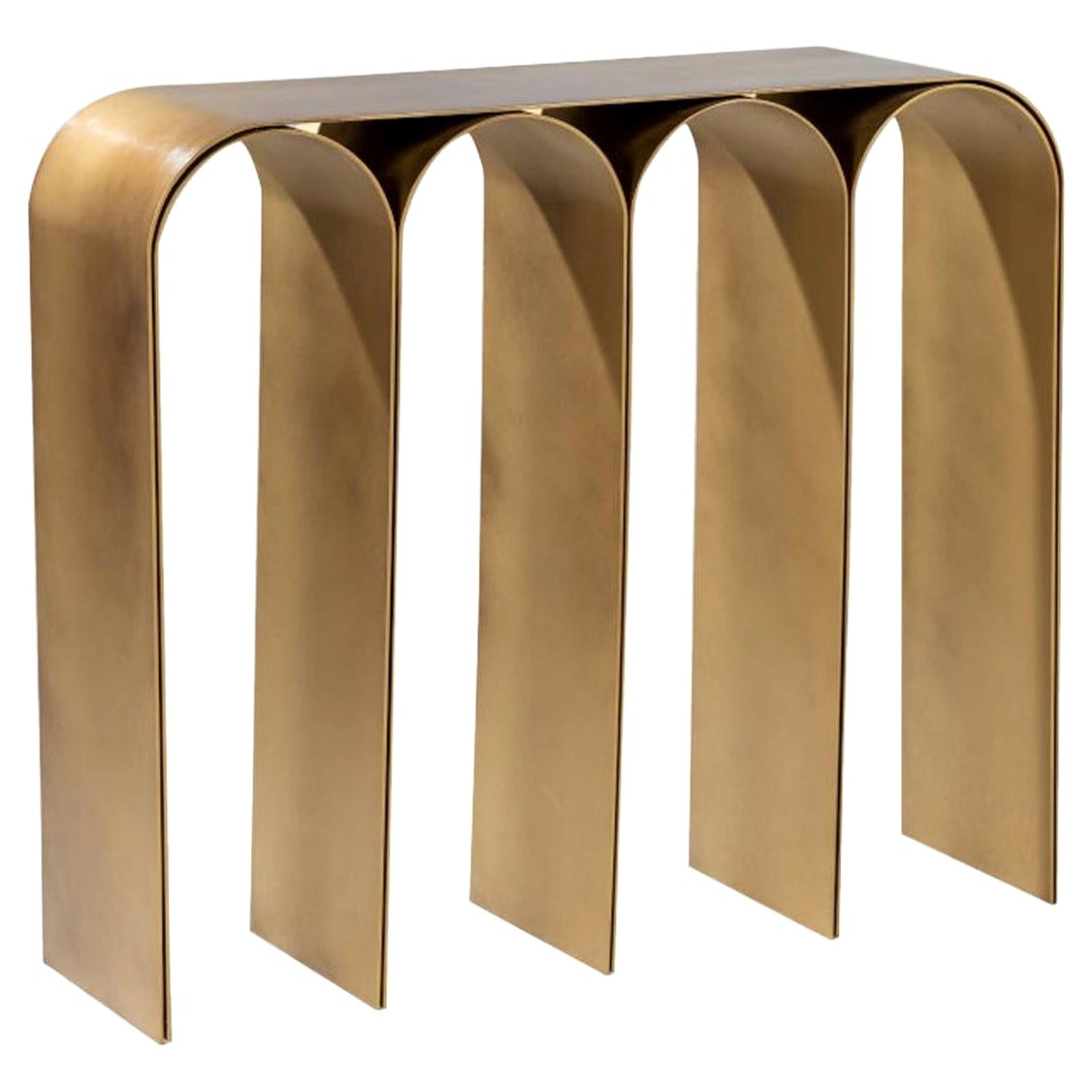 Solid Brass Gold Arch Console by Pietro Franceschini For Sale