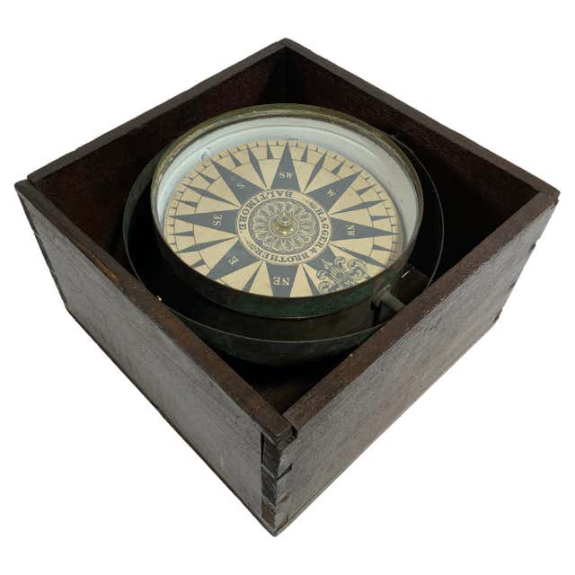 Compasses Box Beautiful Compasses Mahogany Box, 1858 at 1stDibs