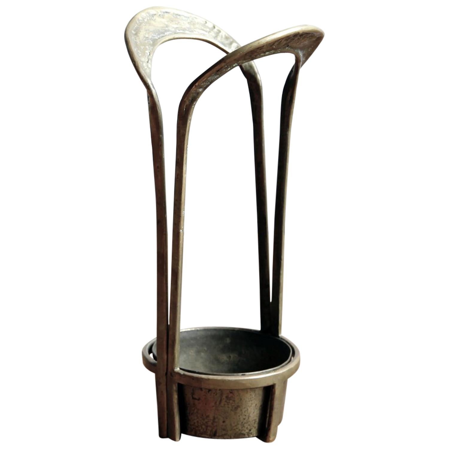 Solid Brass Hand-Hammered Modernist Umbrella Stand