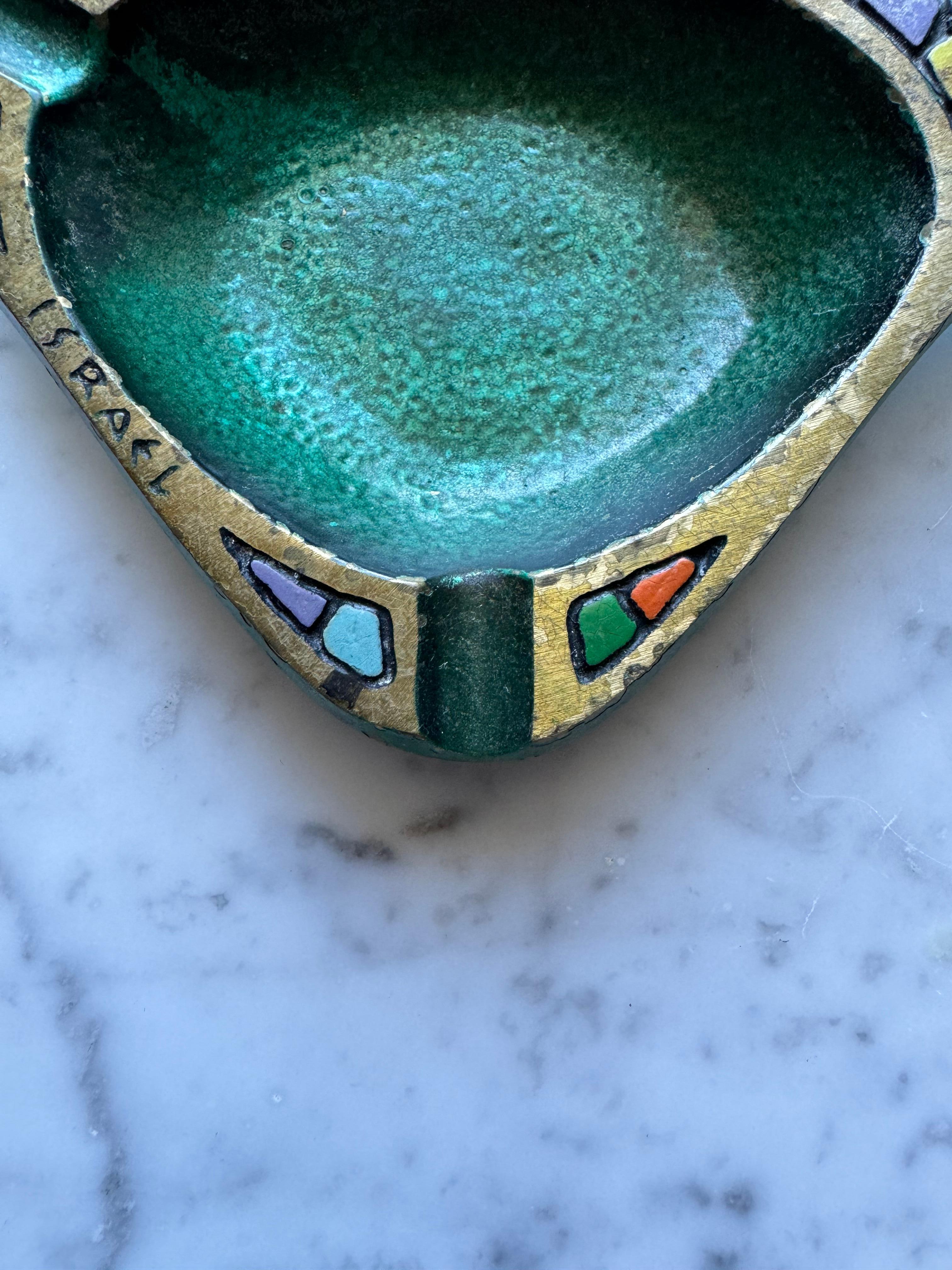 Solid Brass Hand Painted Ashtray By Dayagi, Israel 1960s For Sale 4