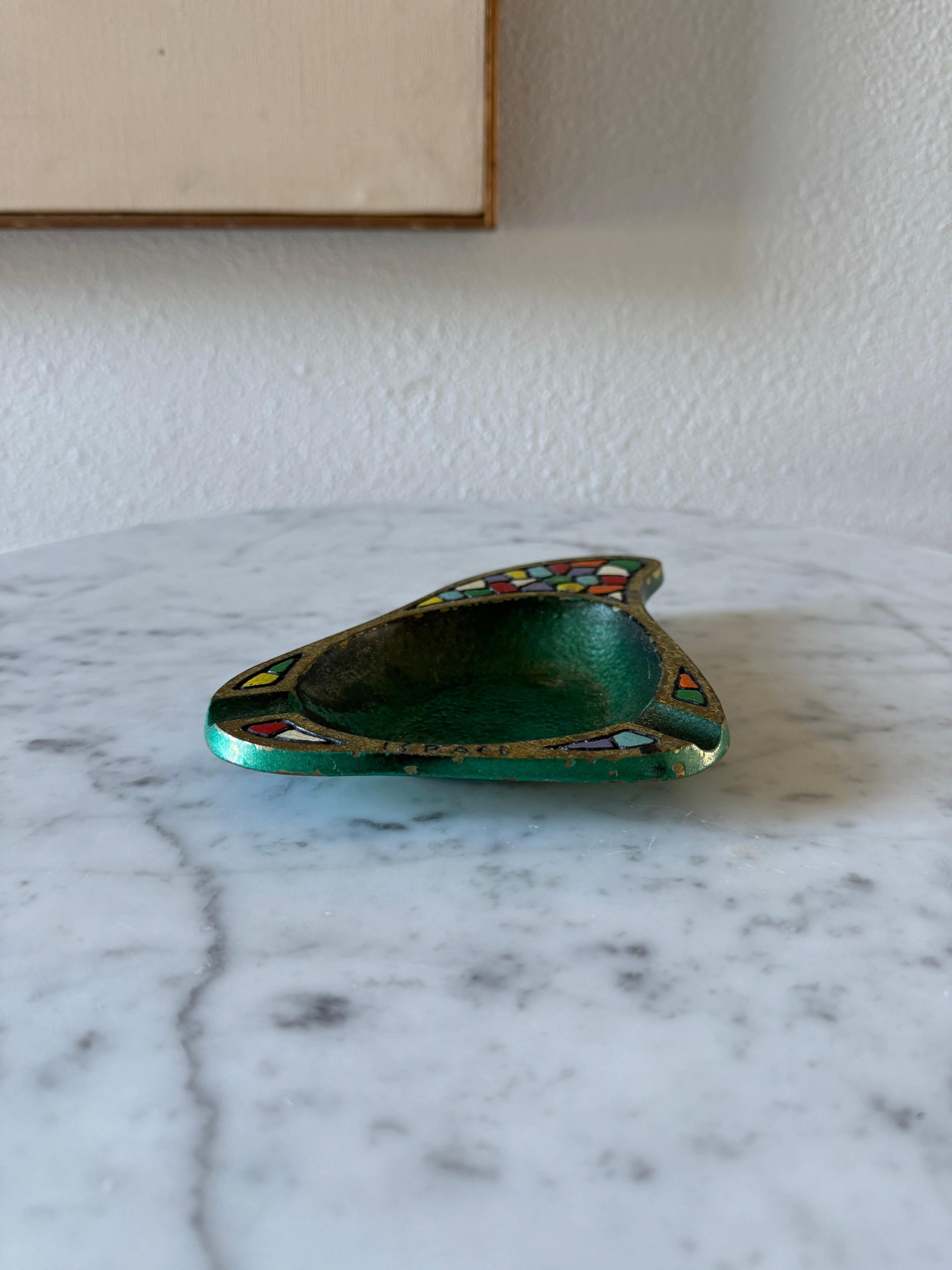 Solid Brass Hand Painted Ashtray By Dayagi, Israel 1960s For Sale 6