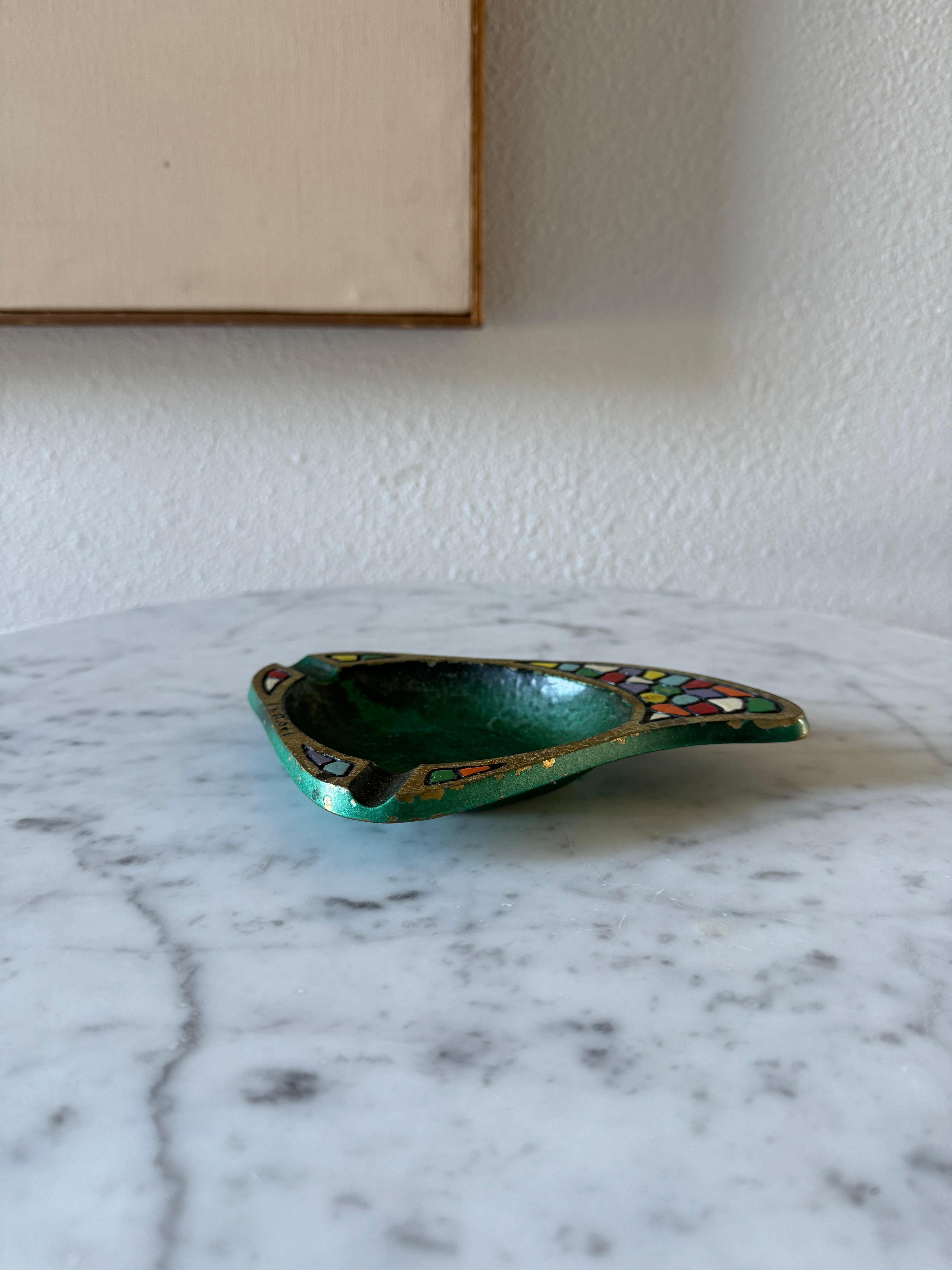 Solid Brass Hand Painted Ashtray By Dayagi, Israel 1960s For Sale 7
