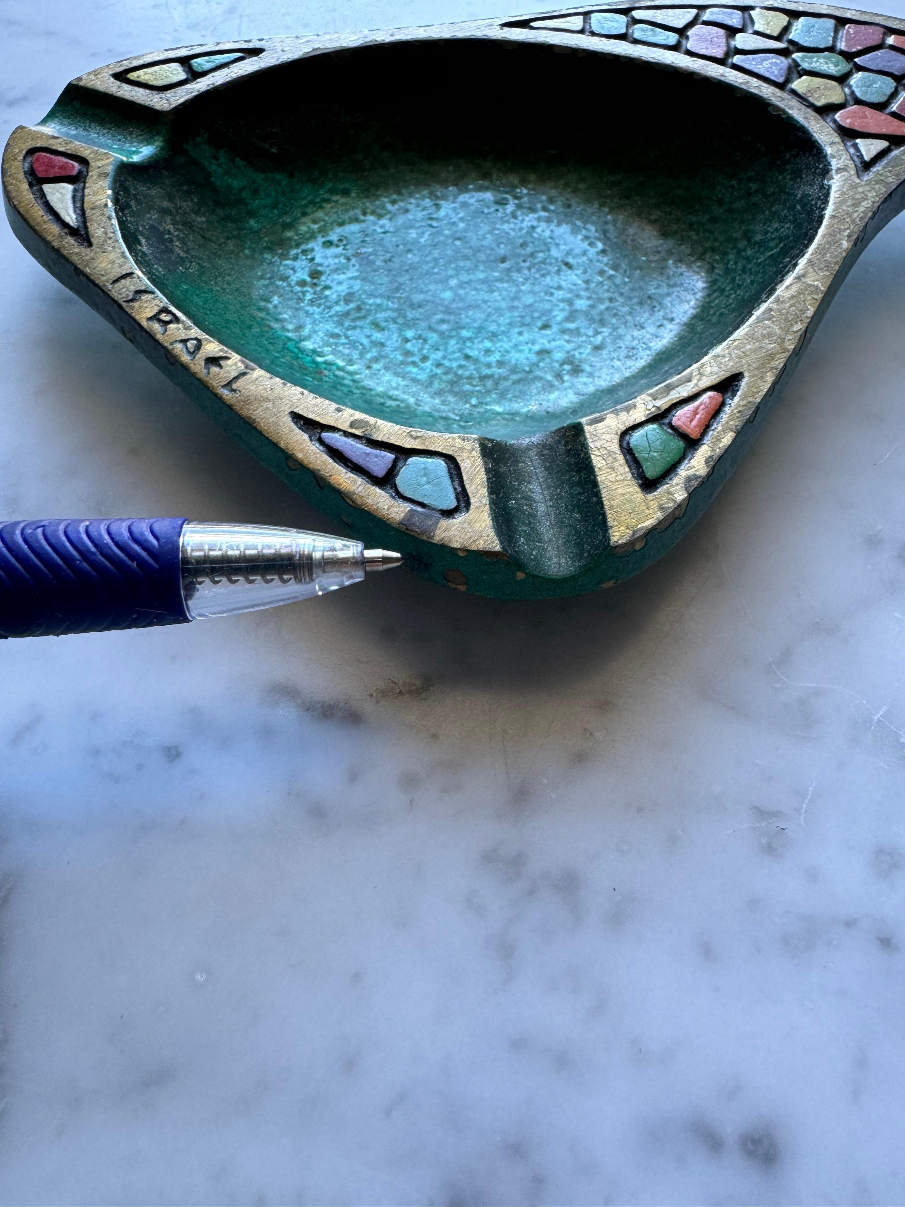 Solid Brass Hand Painted Ashtray By Dayagi, Israel 1960s For Sale 10