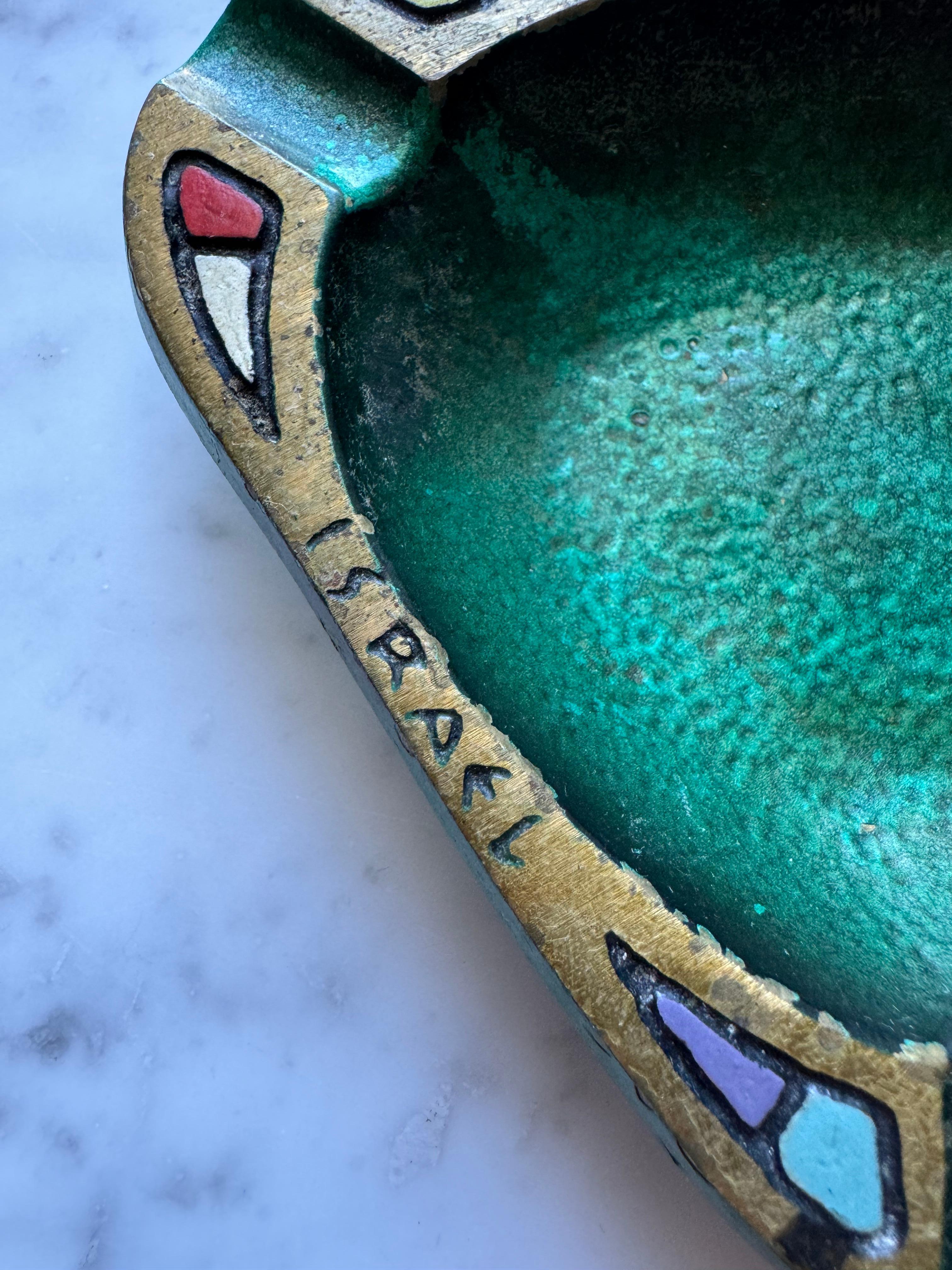 Solid Brass Hand Painted Ashtray By Dayagi, Israel 1960s For Sale 3