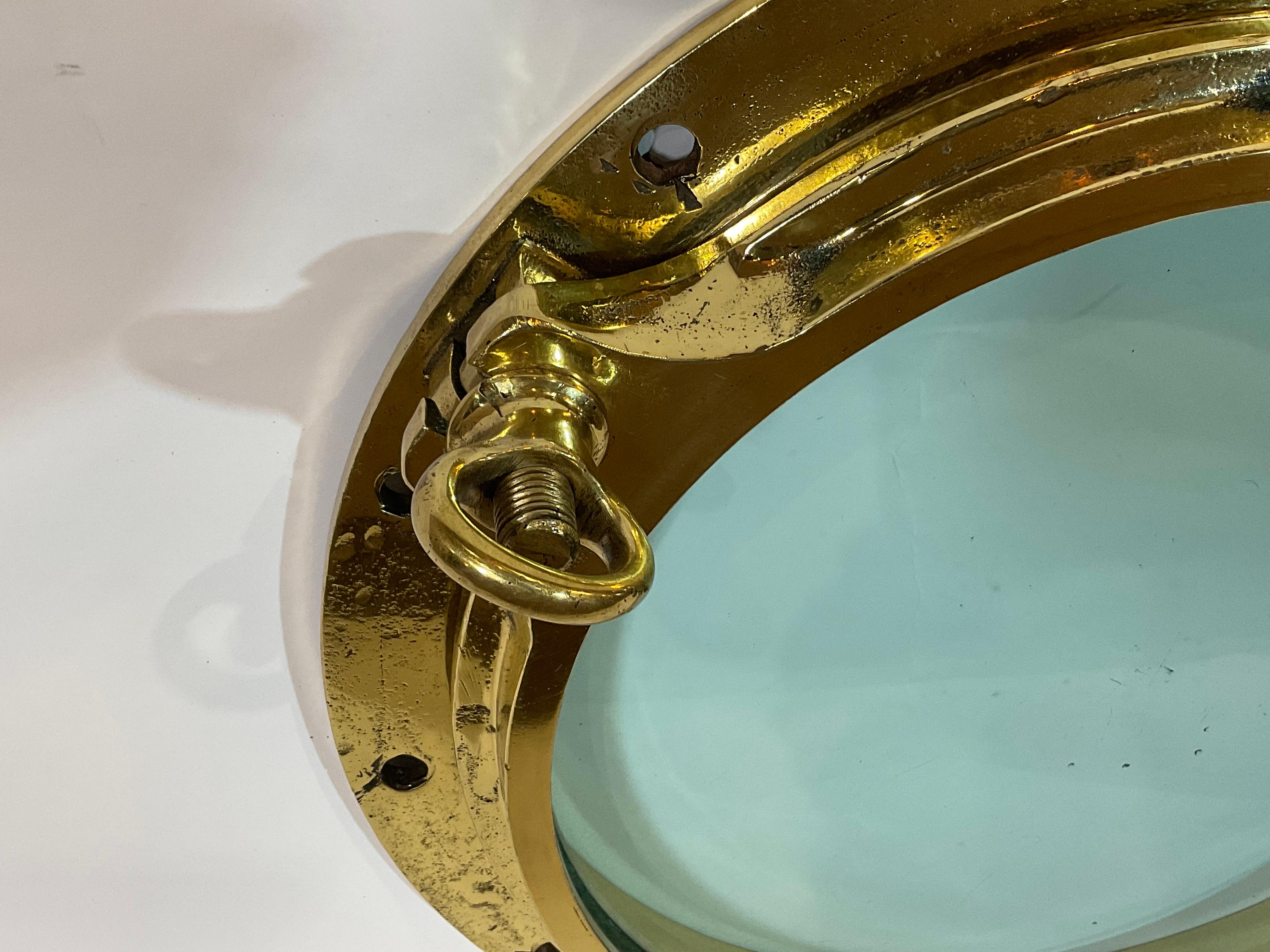 Solid Brass Highly Polished Ships Porthole In Good Condition For Sale In Norwell, MA