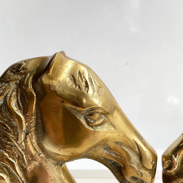 American Solid Brass Horse Bookends, a Pair
