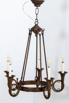 Solid Brass Hunting Horn Chandelier