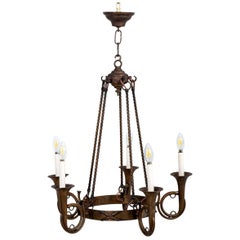 Solid Brass Hunting Horn Chandelier