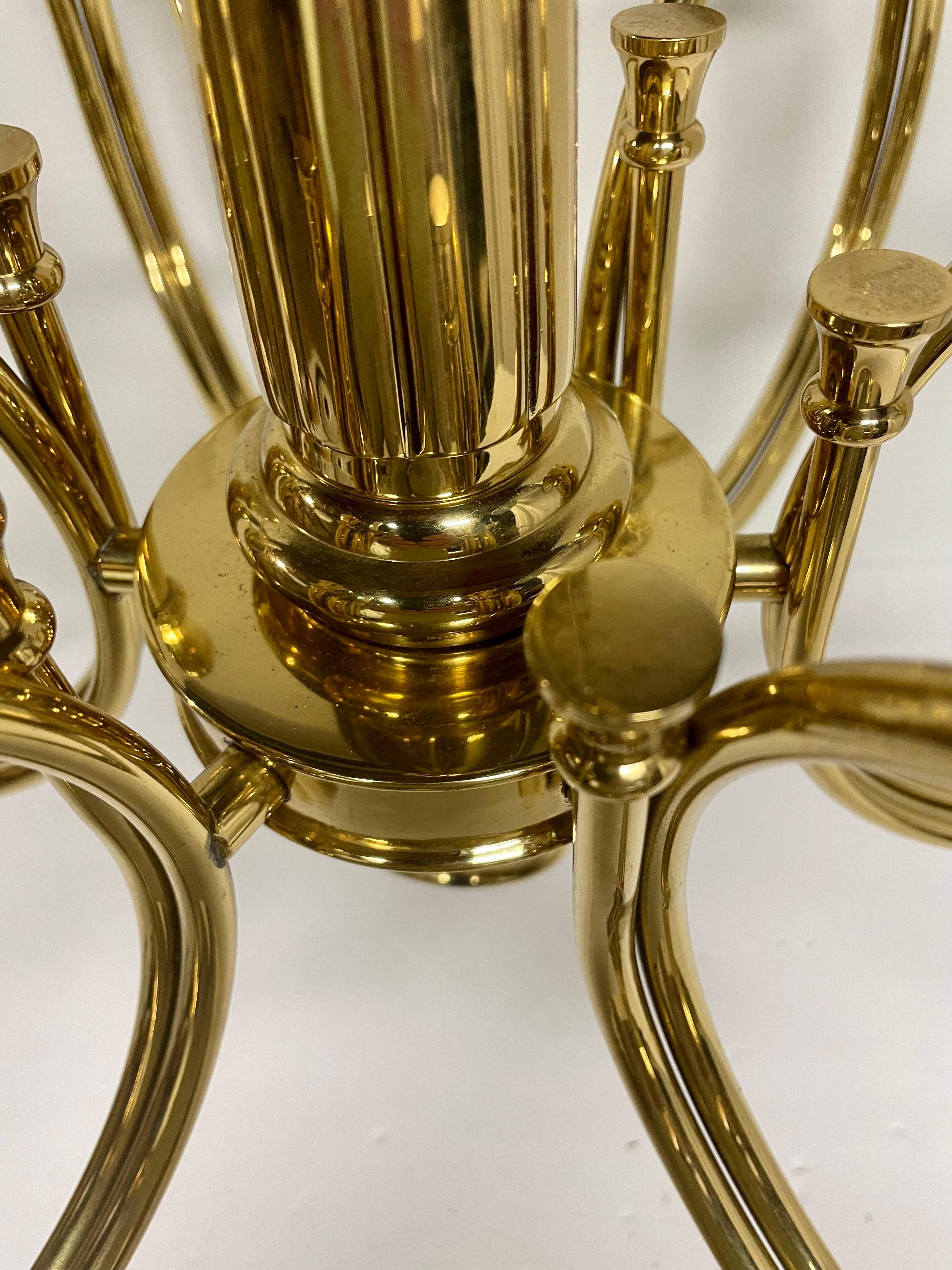 Solid Brass Hunting Horn Chandelier with Six Arms 6