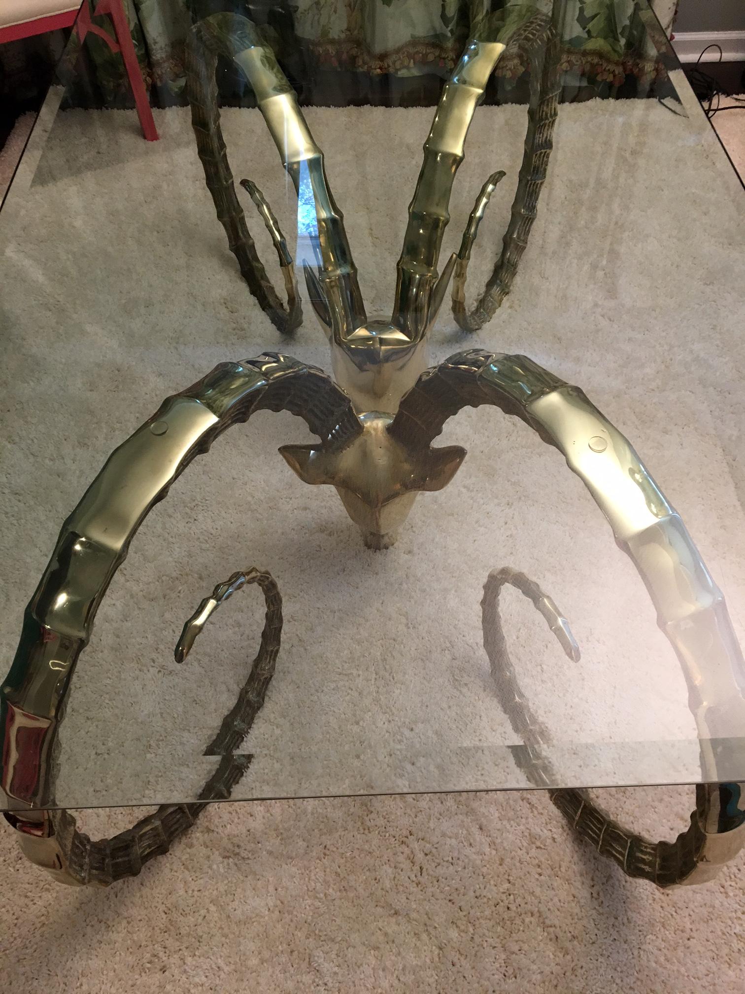 Solid Brass Ibex Dining Table in the Style of Alain Chervet In Good Condition In Jacksonville, FL