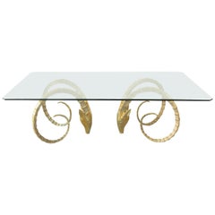 Solid Brass Ibex Dining Table in the Style of Alain Chervet