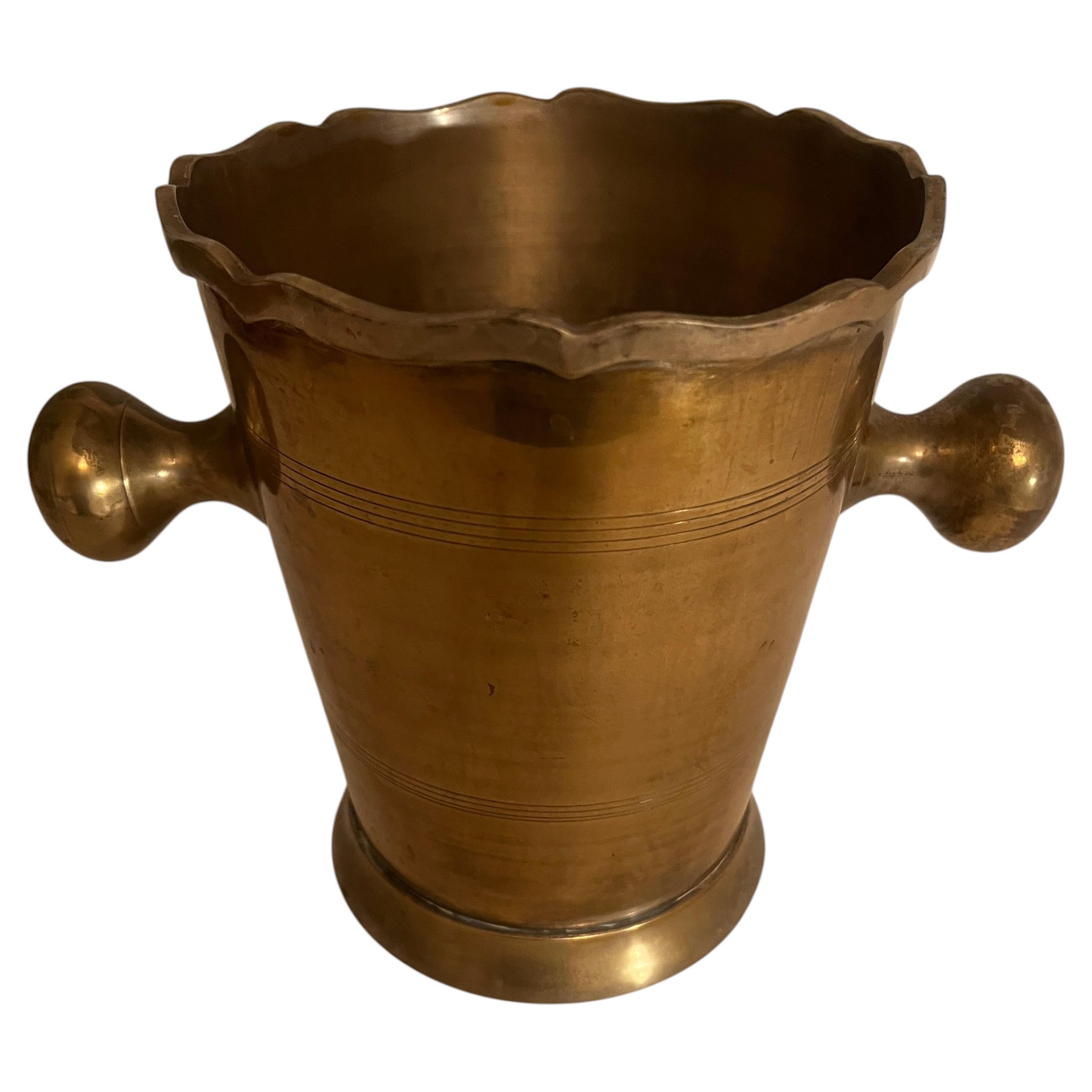 Solid Brass Ice bucket Ice Chiller for Smaller Bottles of Celebratory spirits For Sale