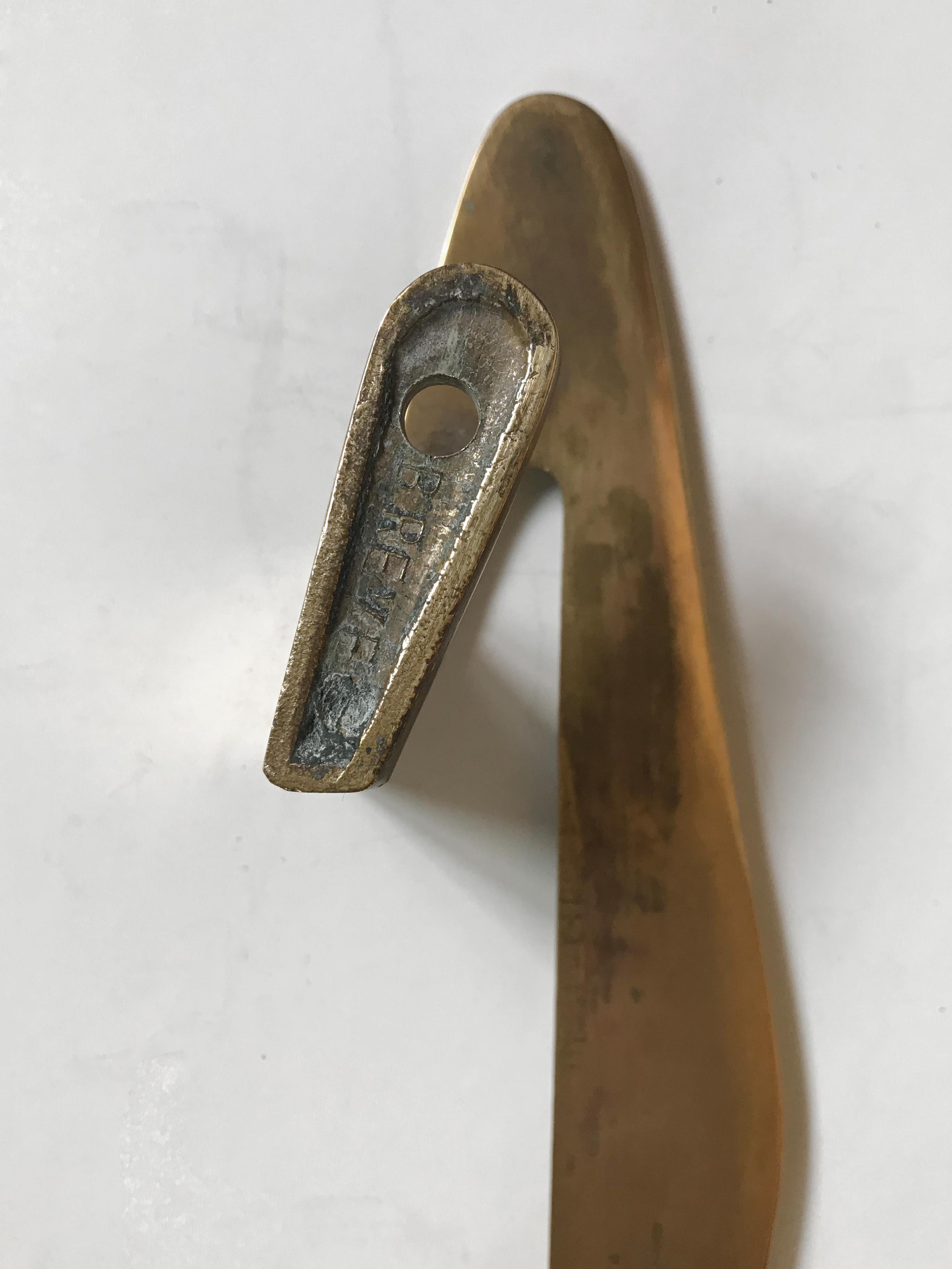 Solid Brass Italian Door Handles Midcentury Modern Design, 1950s 5