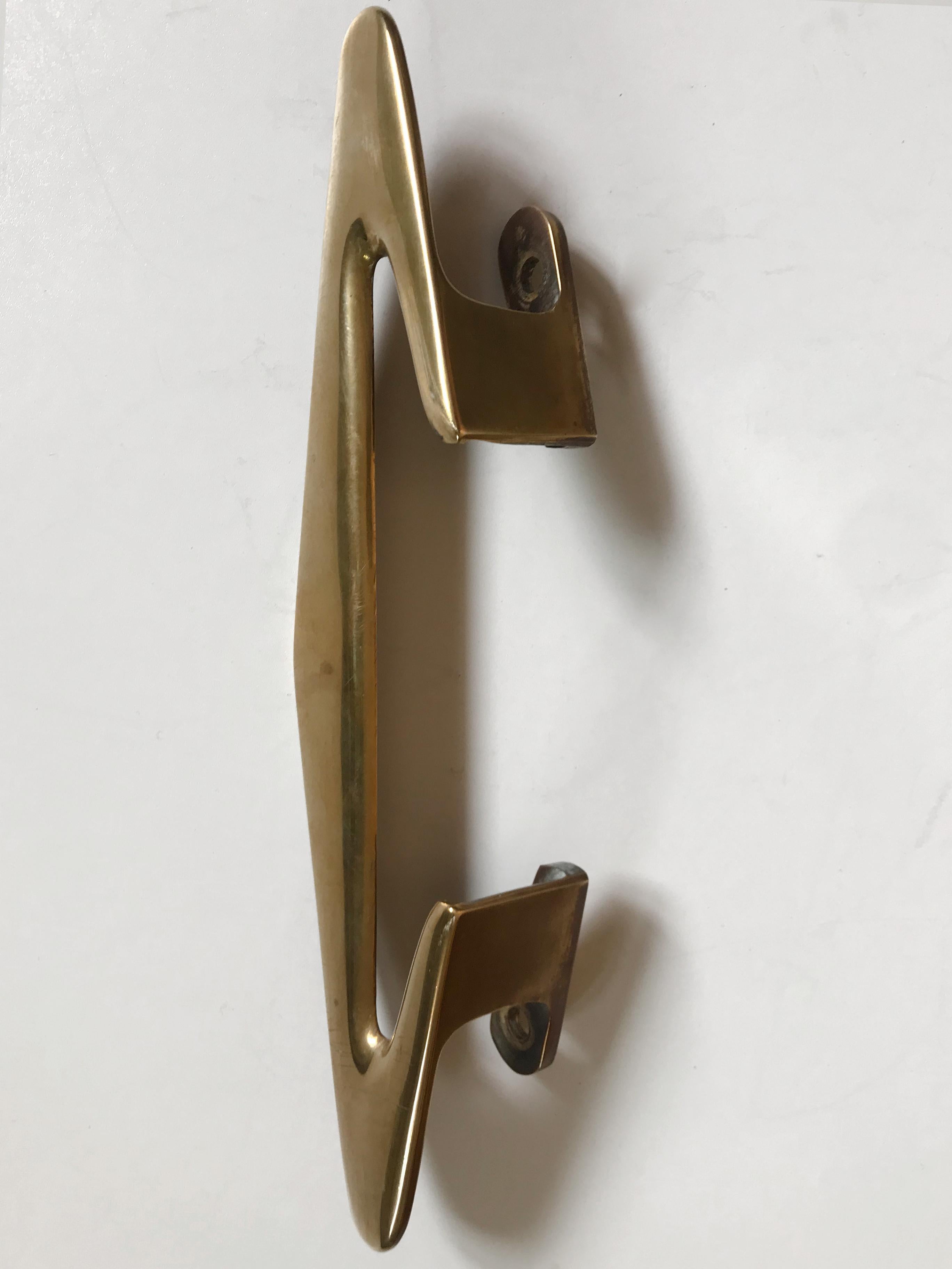 Mid-Century Modern Solid Brass Italian Door Handles Midcentury Modern Design, 1950s