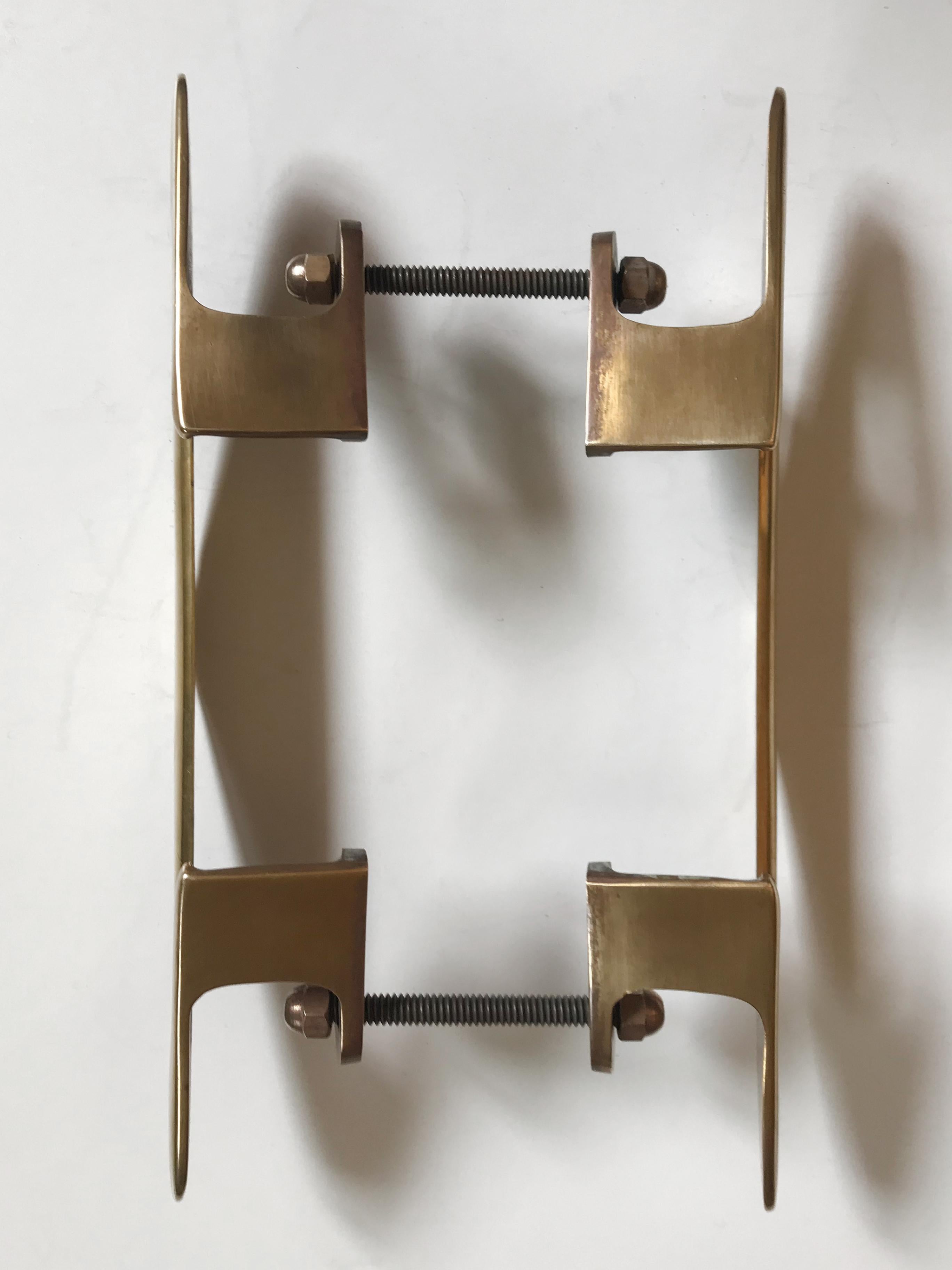 Solid Brass Italian Door Handles Midcentury Modern Design, 1950s In Good Condition In Reggio Emilia, IT