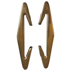 Solid Brass Italian Door Handles Midcentury Modern Design, 1950s